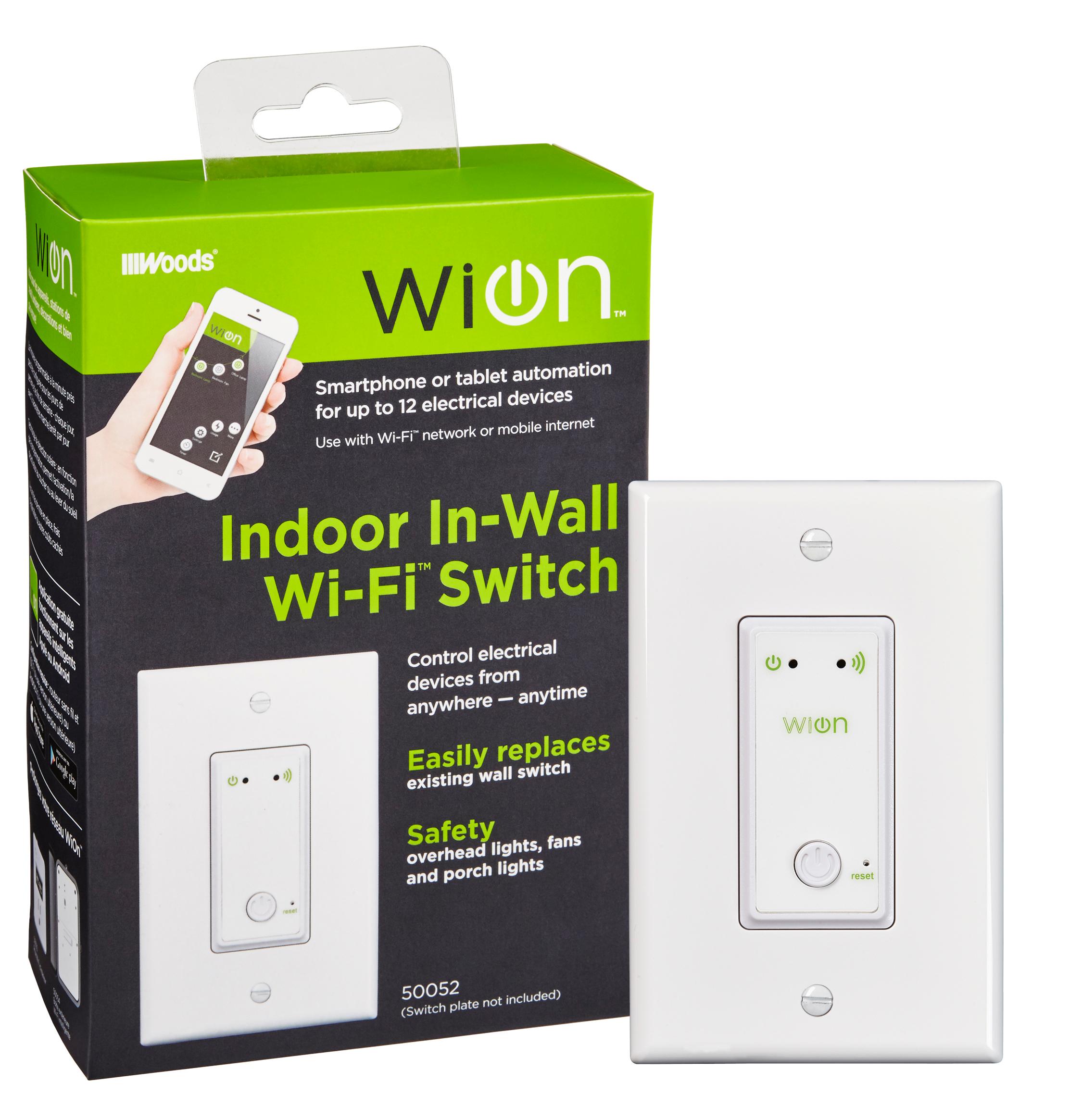 WiOn Indoor WiFi Light Switch, Wireless InWall Switch,Programmable