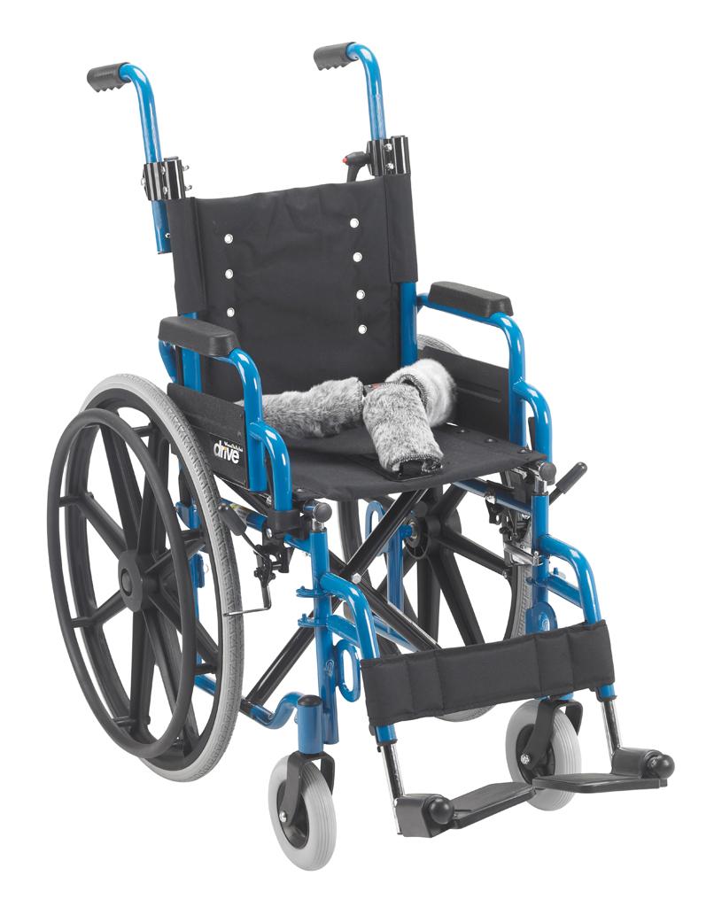 Drive Medical Wallaby Pediatric Folding Wheelchair, Blue