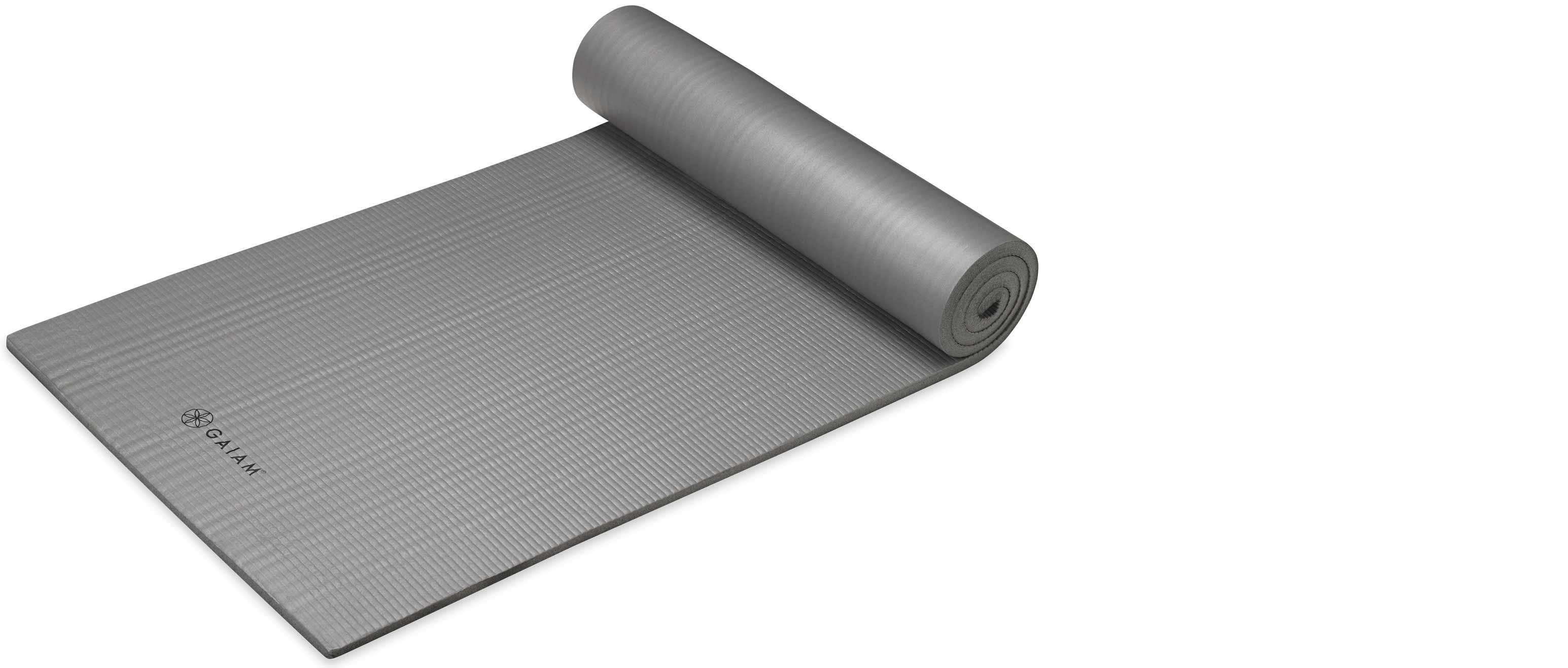 Gaiam Fitness Mat with Carrying Strap, Storm, 15mm