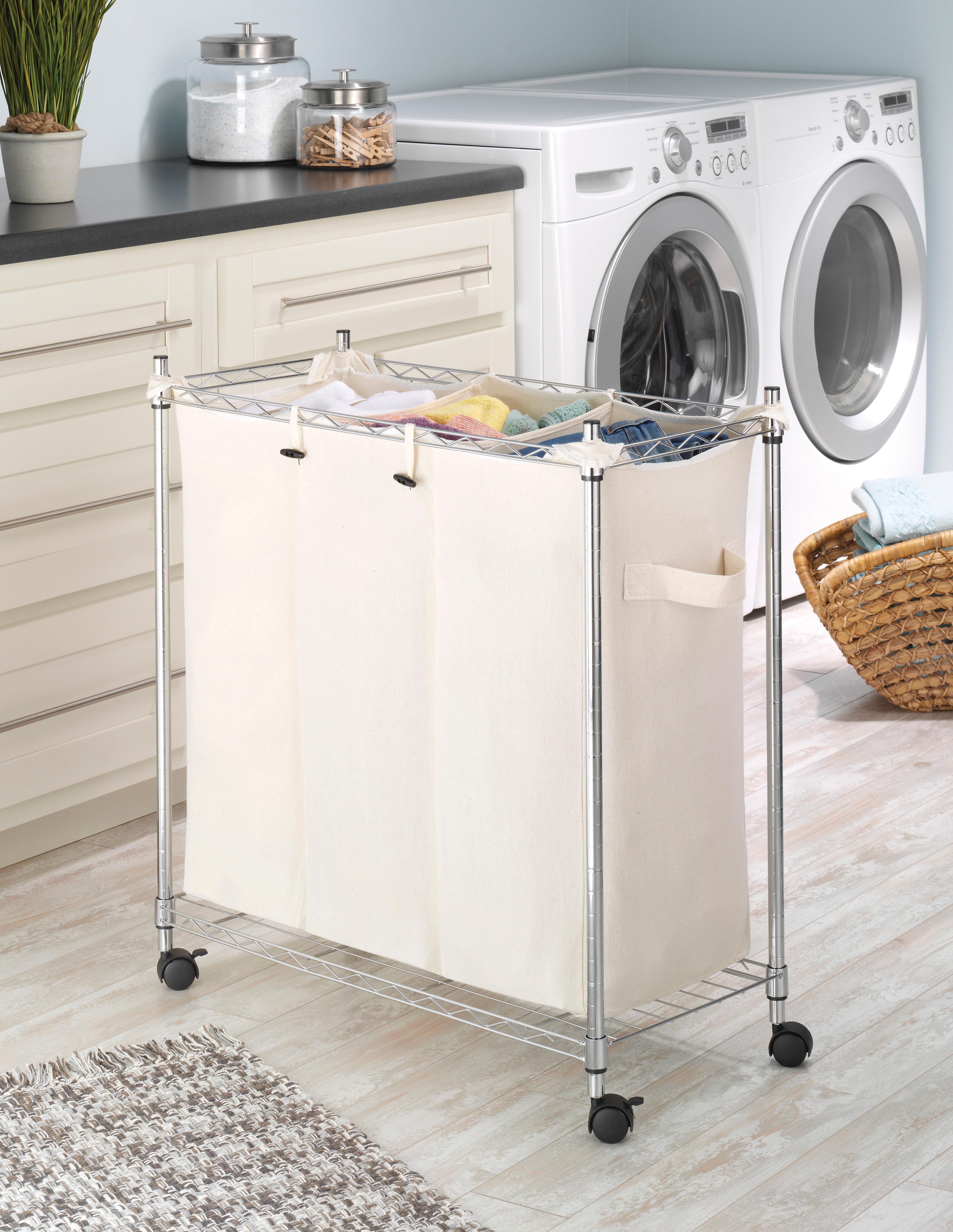Whitmor 3 Section Rolling Supreme Laundry Sorter with