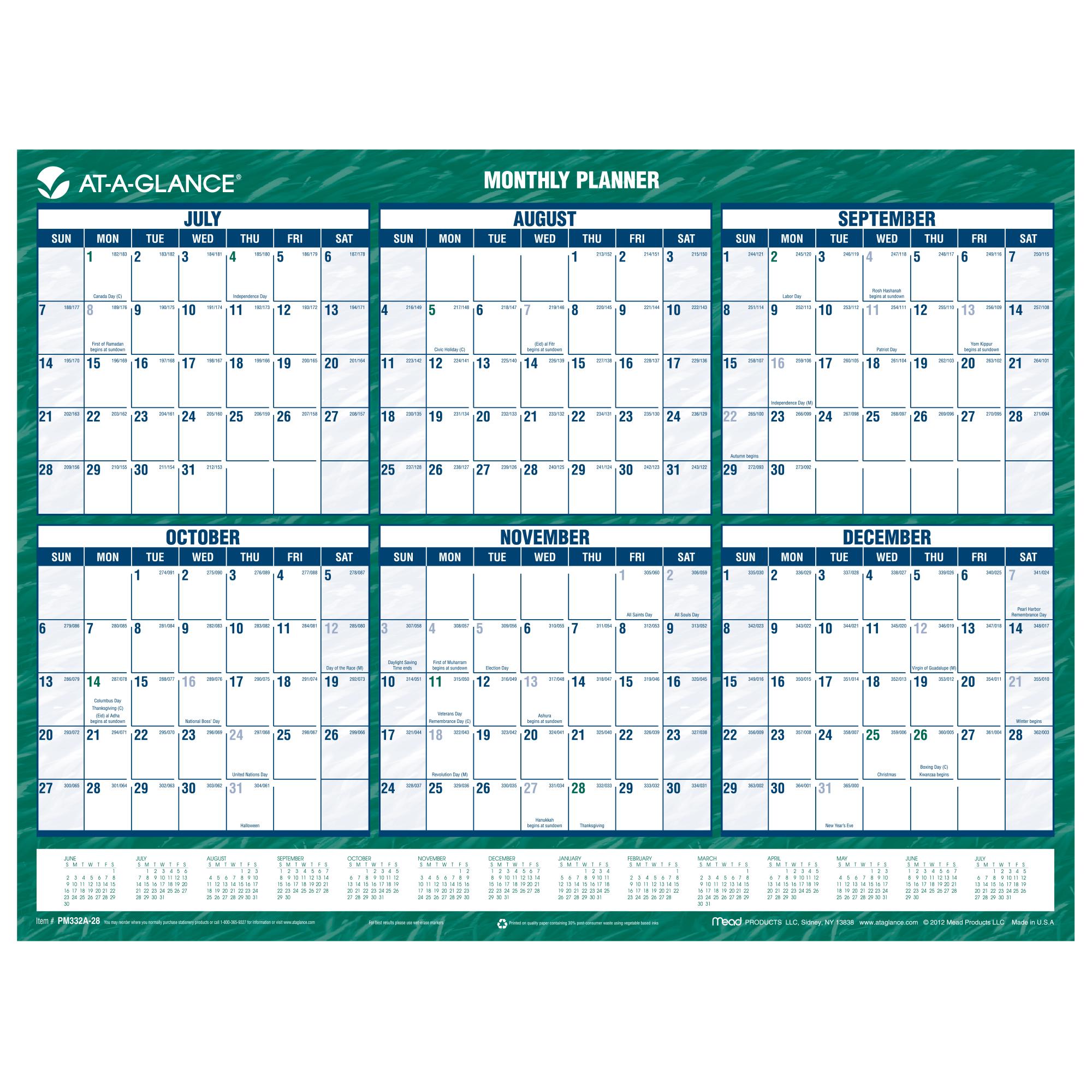 Amazon AT A GLANCE Mini Erasable Monthly Wall Calendar Academic 