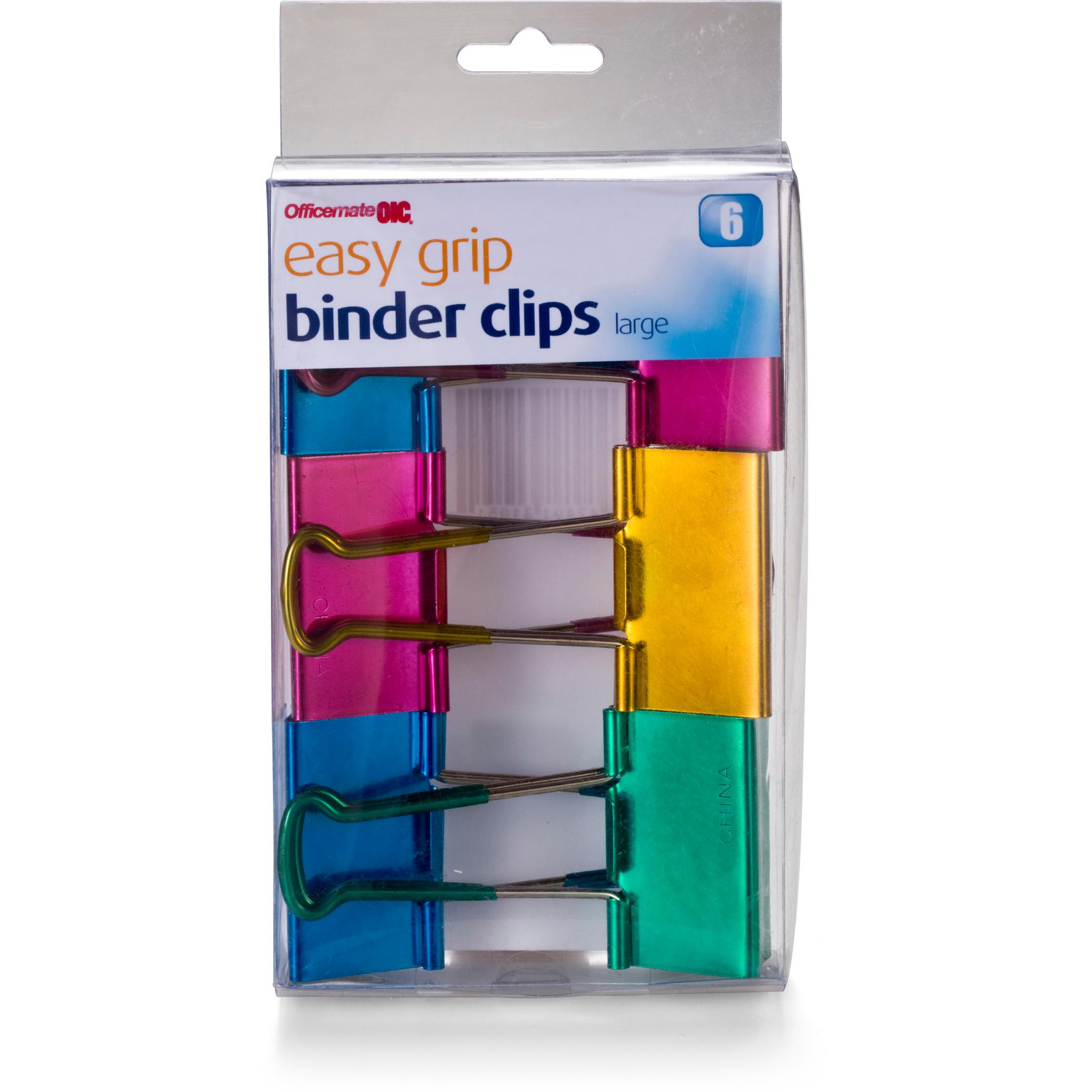 Officemate Easy Grip Large Binder Clips, Assorted Metallic