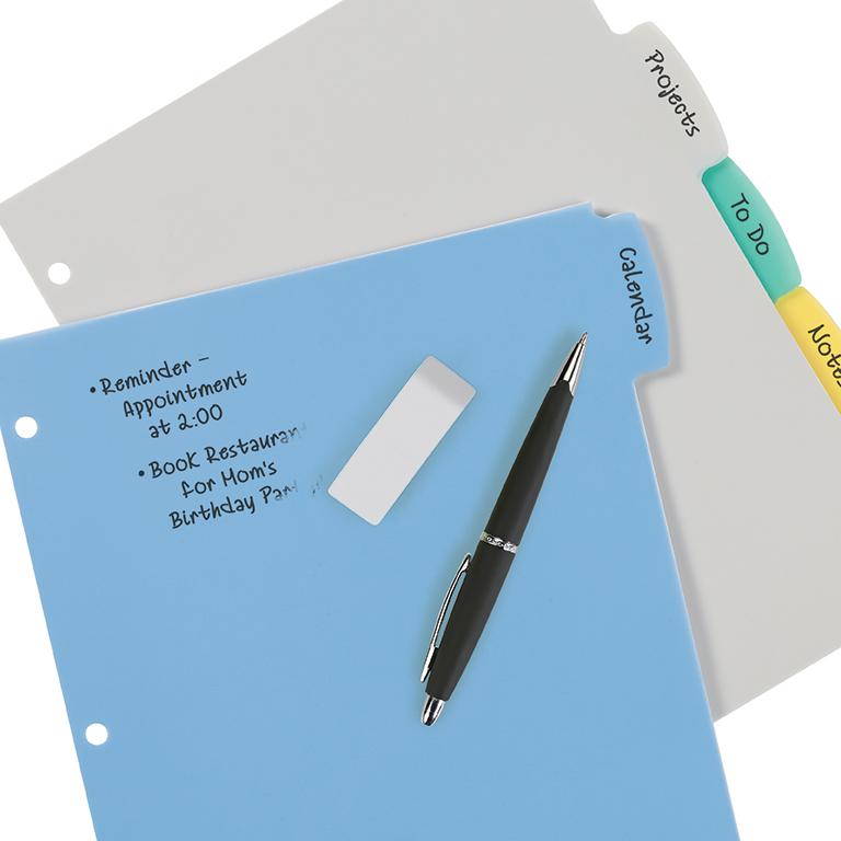 Avery 8Tab Binder Dividers, Write & Erase White Big Tabs