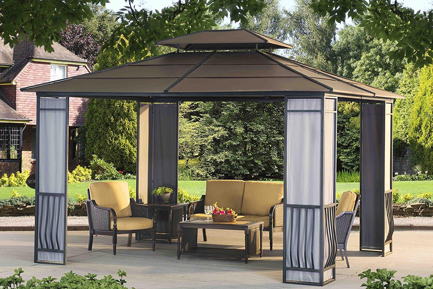 Sunjoy 10' x 12' Wyndham Hardtop Gazebo with Fabric Screen