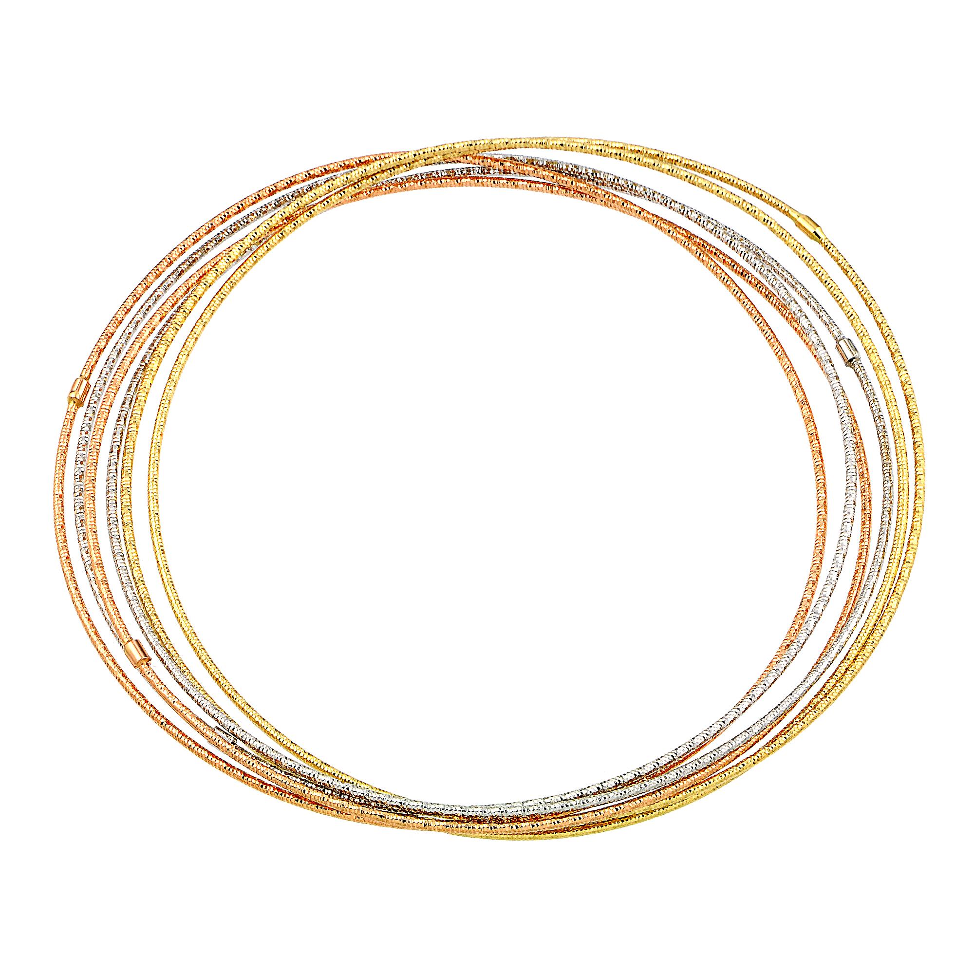 14k Yellow Gold DiamondCut 7Day Bangle Bracelet 6Piece