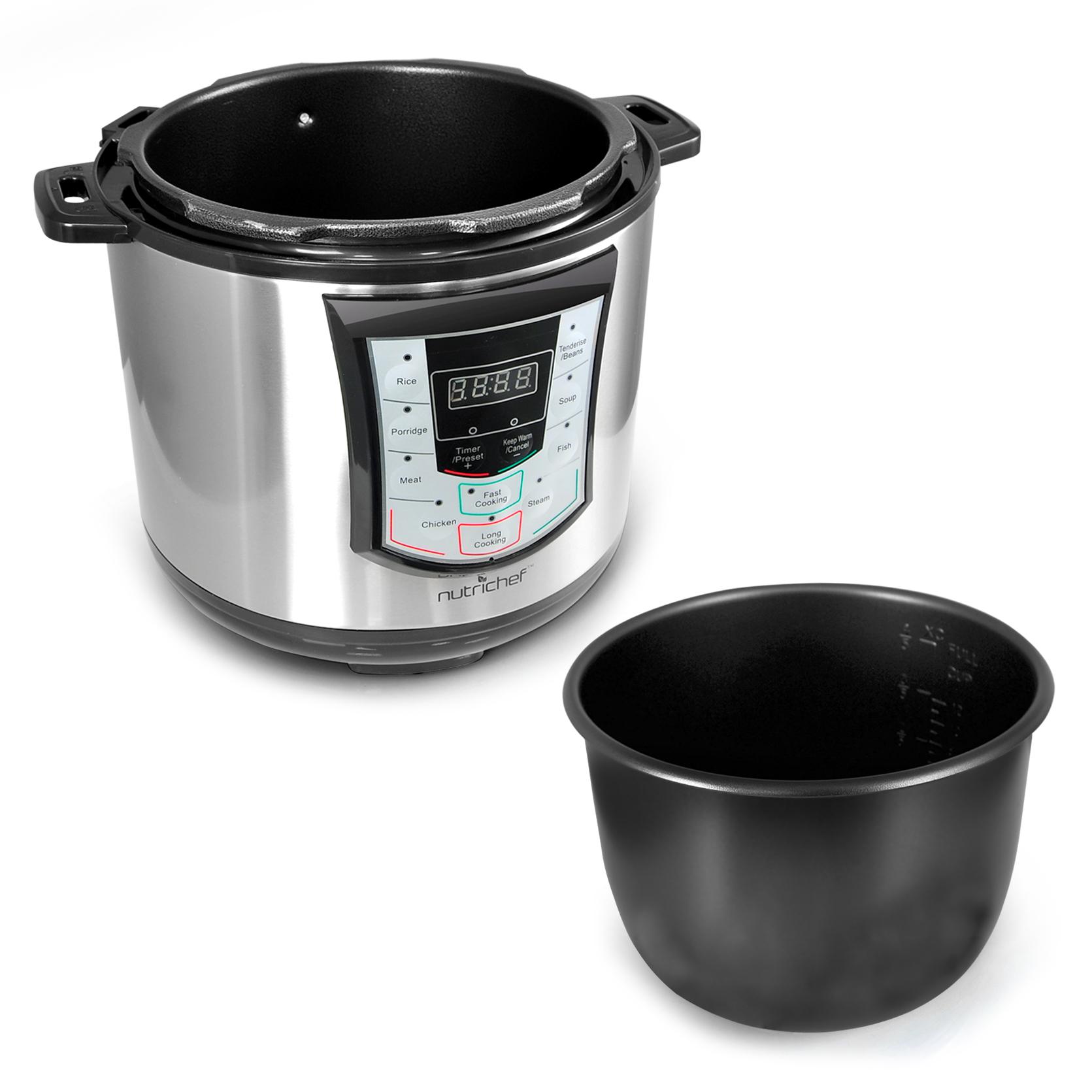 NutriChef Digital Pressure Cooker Electric Stainless Steel Slow Cooker