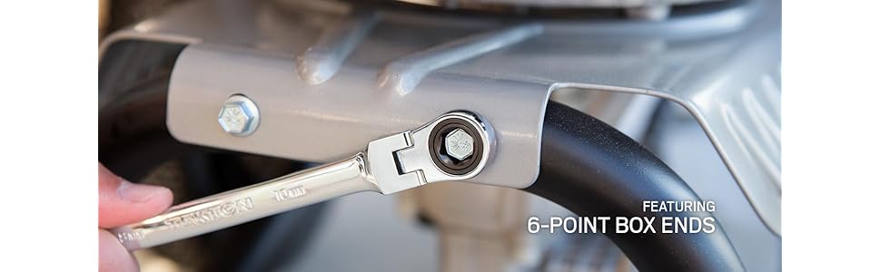 ratcheting combination wrench, ratcheting wrench, 6 point, box end wrench, flex head wrench, wrench