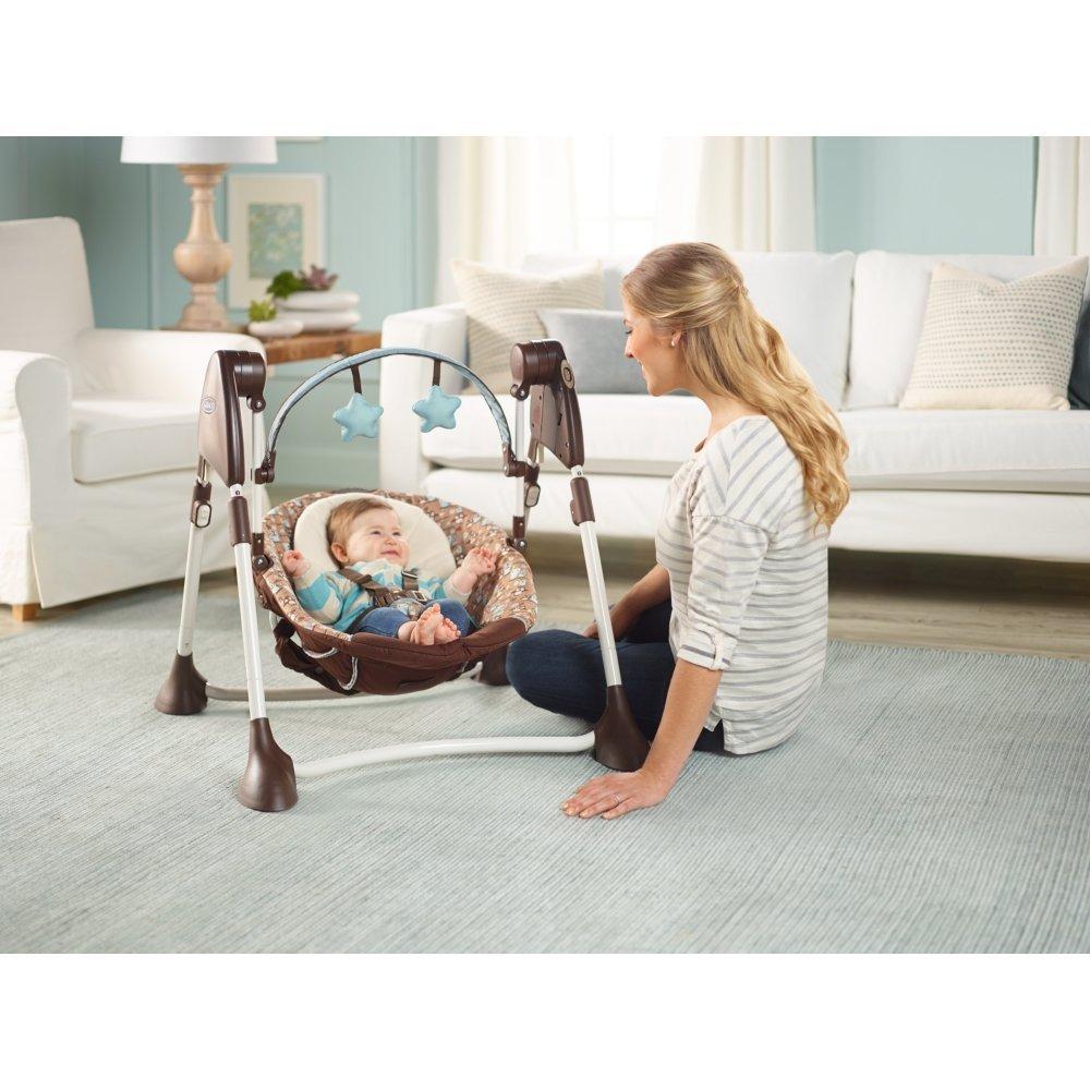 Graco Swing By Me Portable 2in1 Swing, Little Hoot Stationary Baby Swings Baby