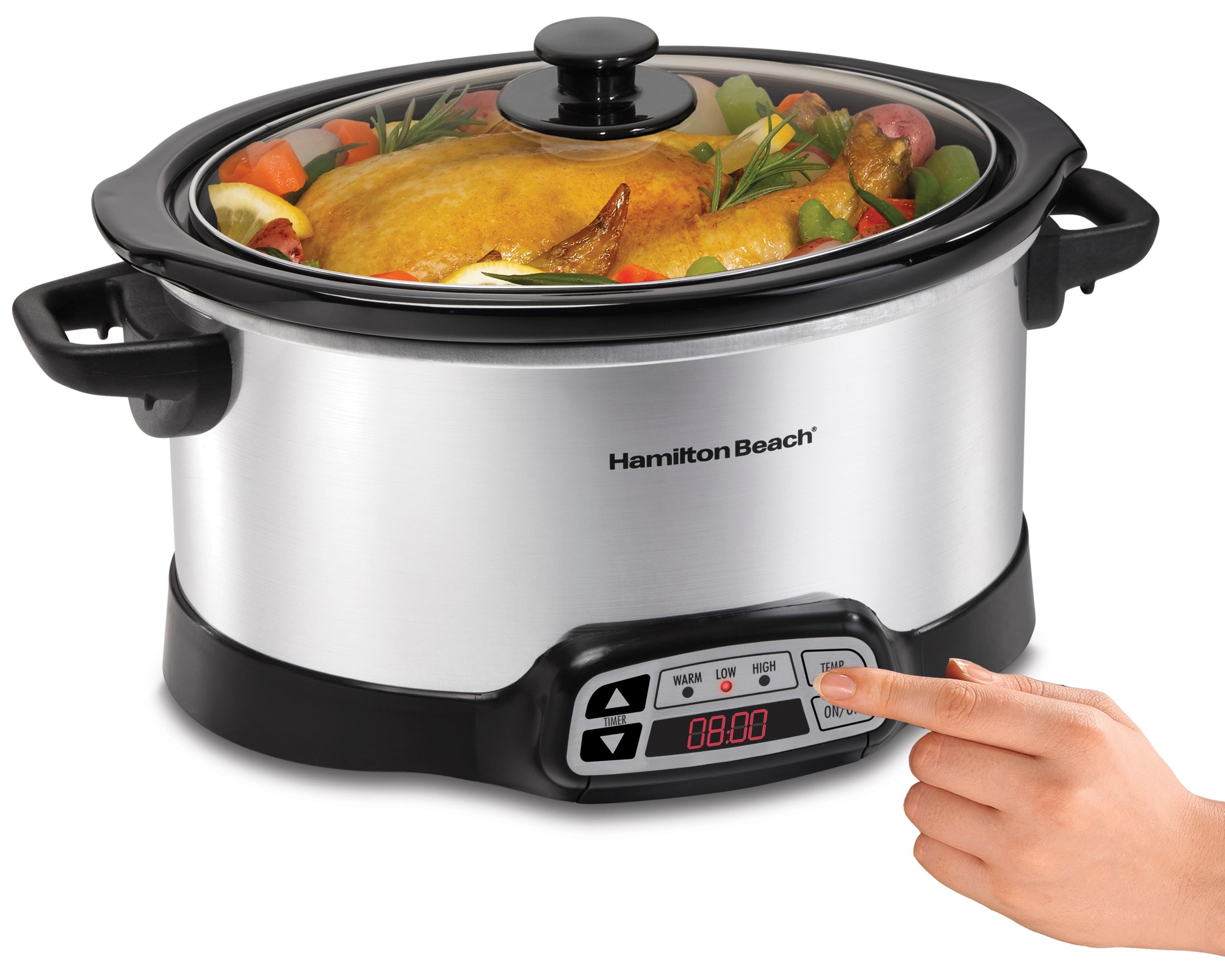 Hamilton Beach Programmable Slow Cooker, Silver, 6Quart