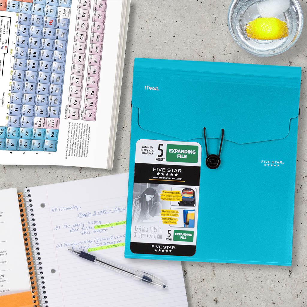 Five Star Expanding File Folder, 5Pocket Vertical