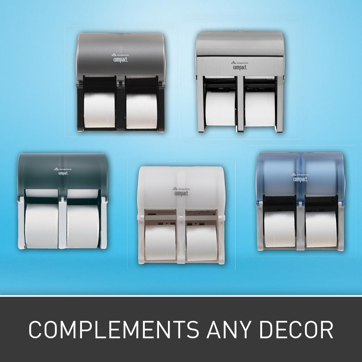 Compact 4Roll Quad Coreless HighCapacity Toilet Paper Dispenser by GP
