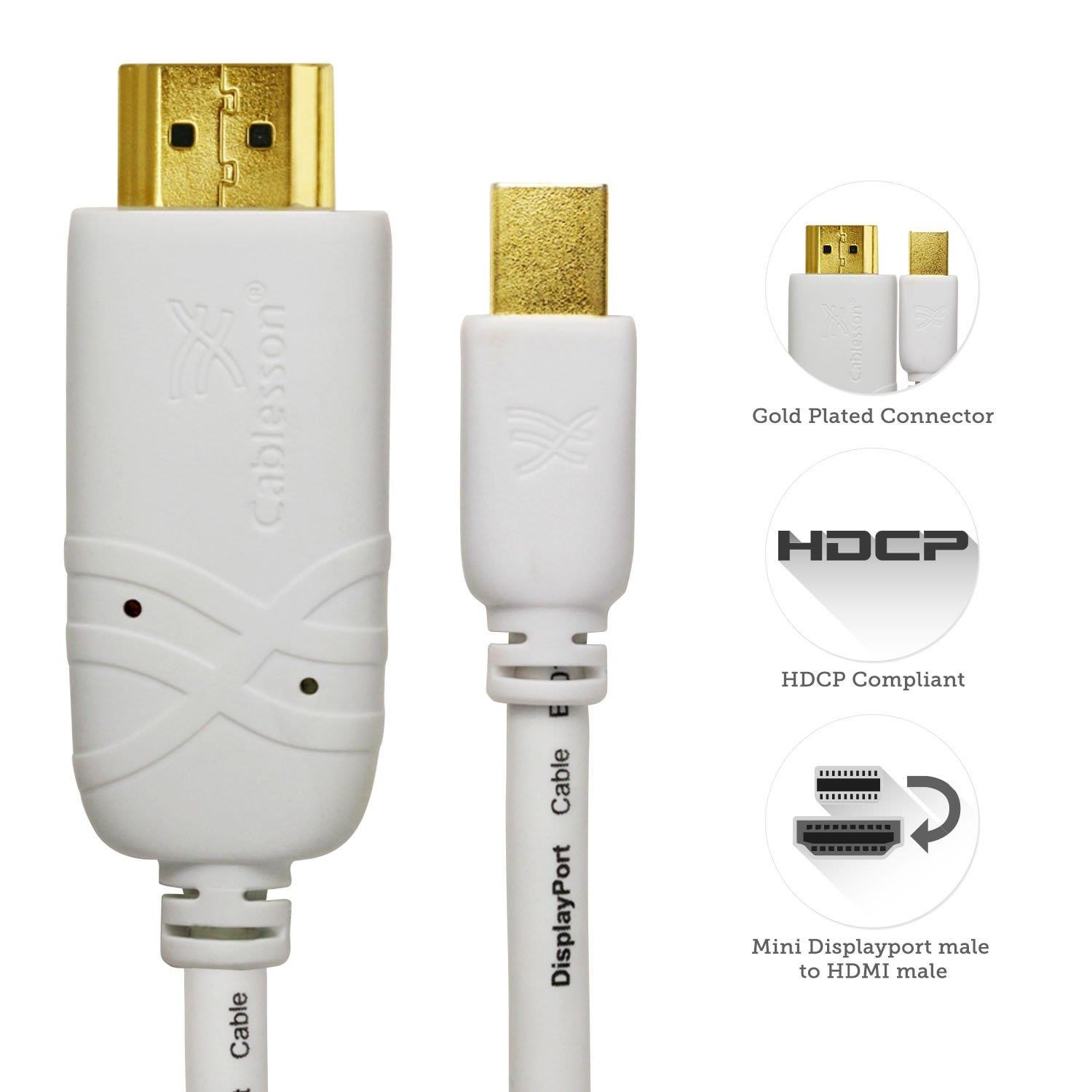 Cablesson 10 Feet Mini DisplayPort to HDMI Cable for Apple