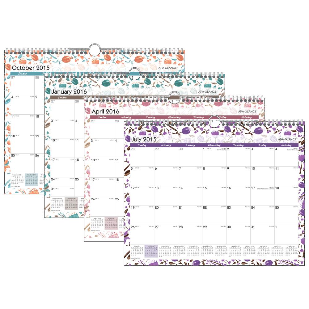 ATAGLANCE Monthly Wall Calendar, Academic Year, 12 Months, July 2015July 2016