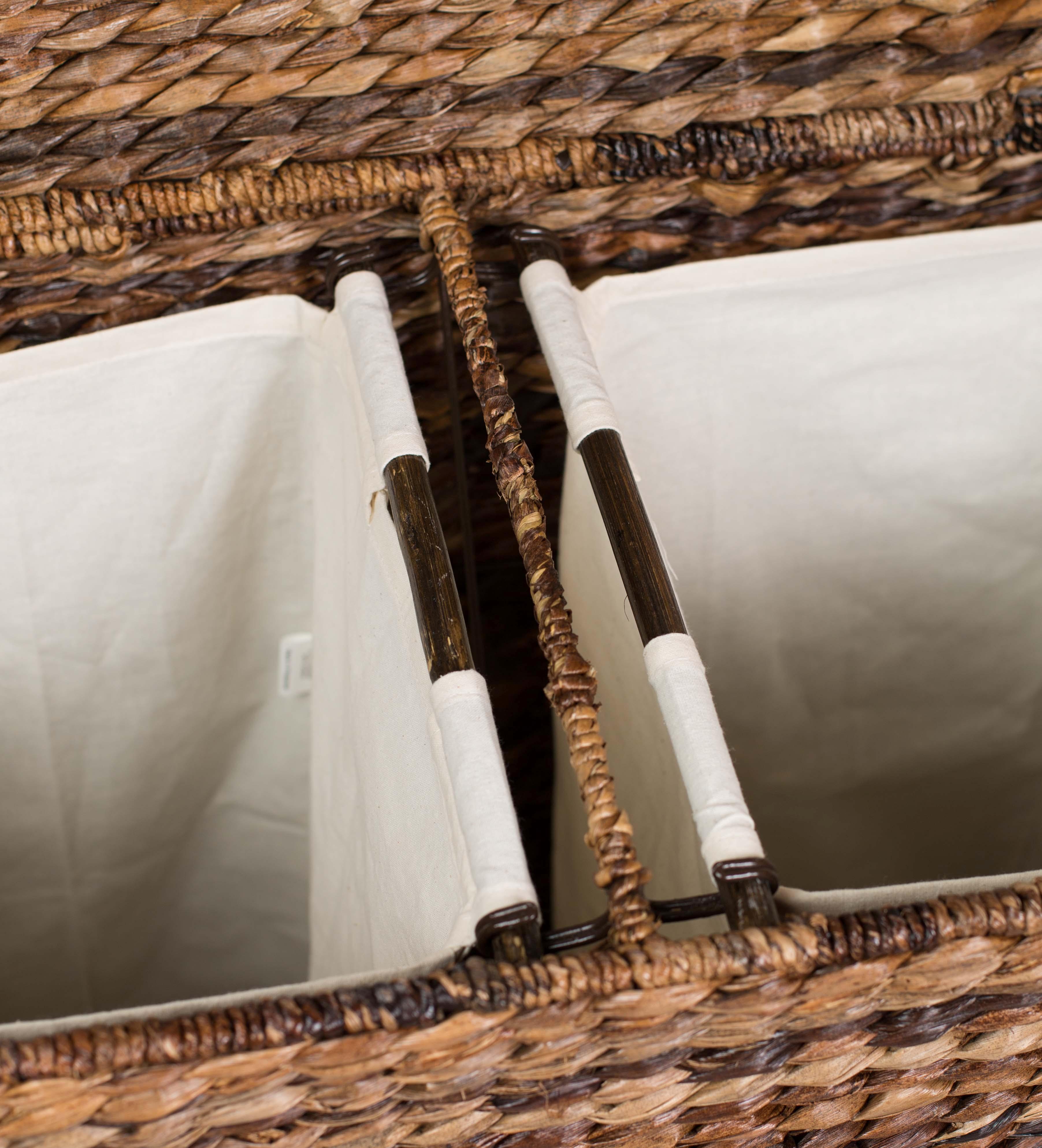 BirdRock Home Oversized Divided Hamper with Liners (Espresso) Made of Natural