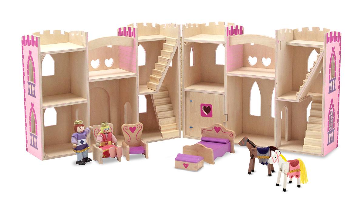 Melissa & Doug Fold and Go Wooden Princess Castle With 2
