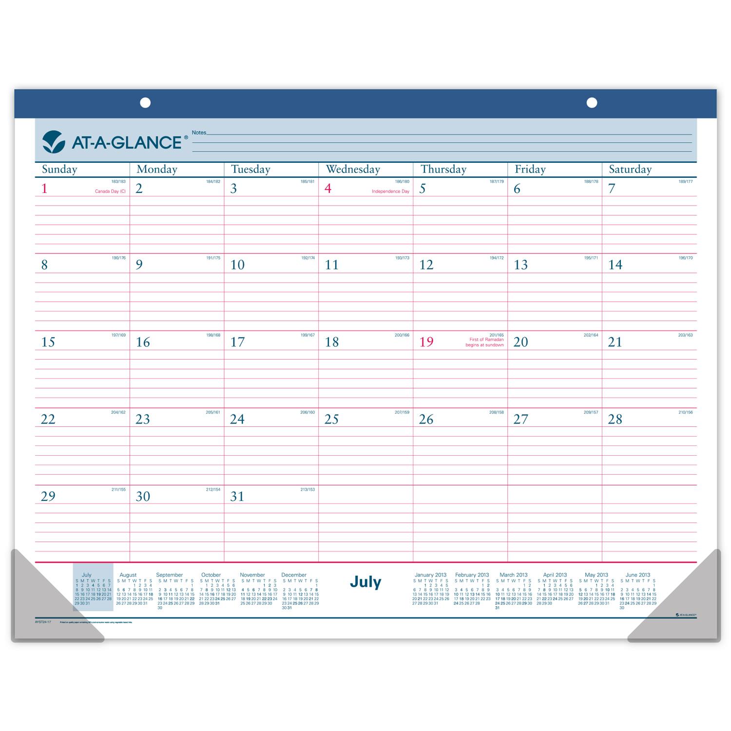 ATAGLANCE Monthly Desk Pad and Wall Calendar, Academic