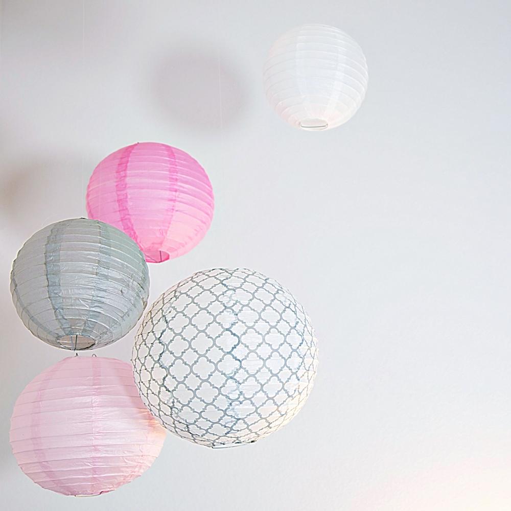 Bobee Paper Lanterns, pink and grey set, 5pack Home