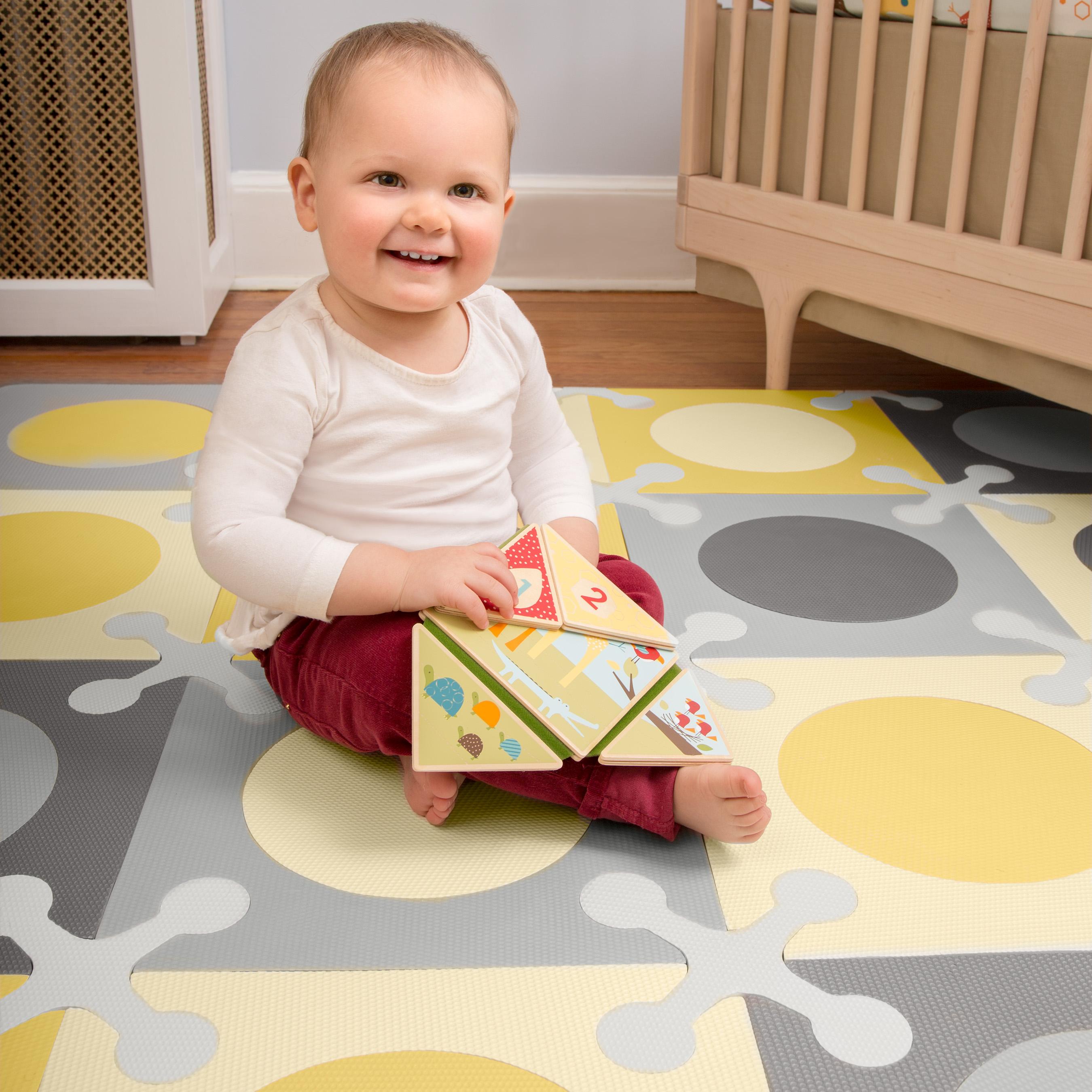 Skip Hop Interlocking Foam Floor Tiles Playspot, Gold/Grey