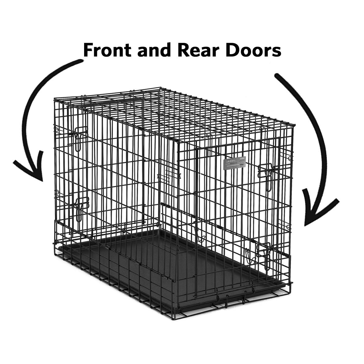 Solution Series Double Door Folding Metal Dog Crate for