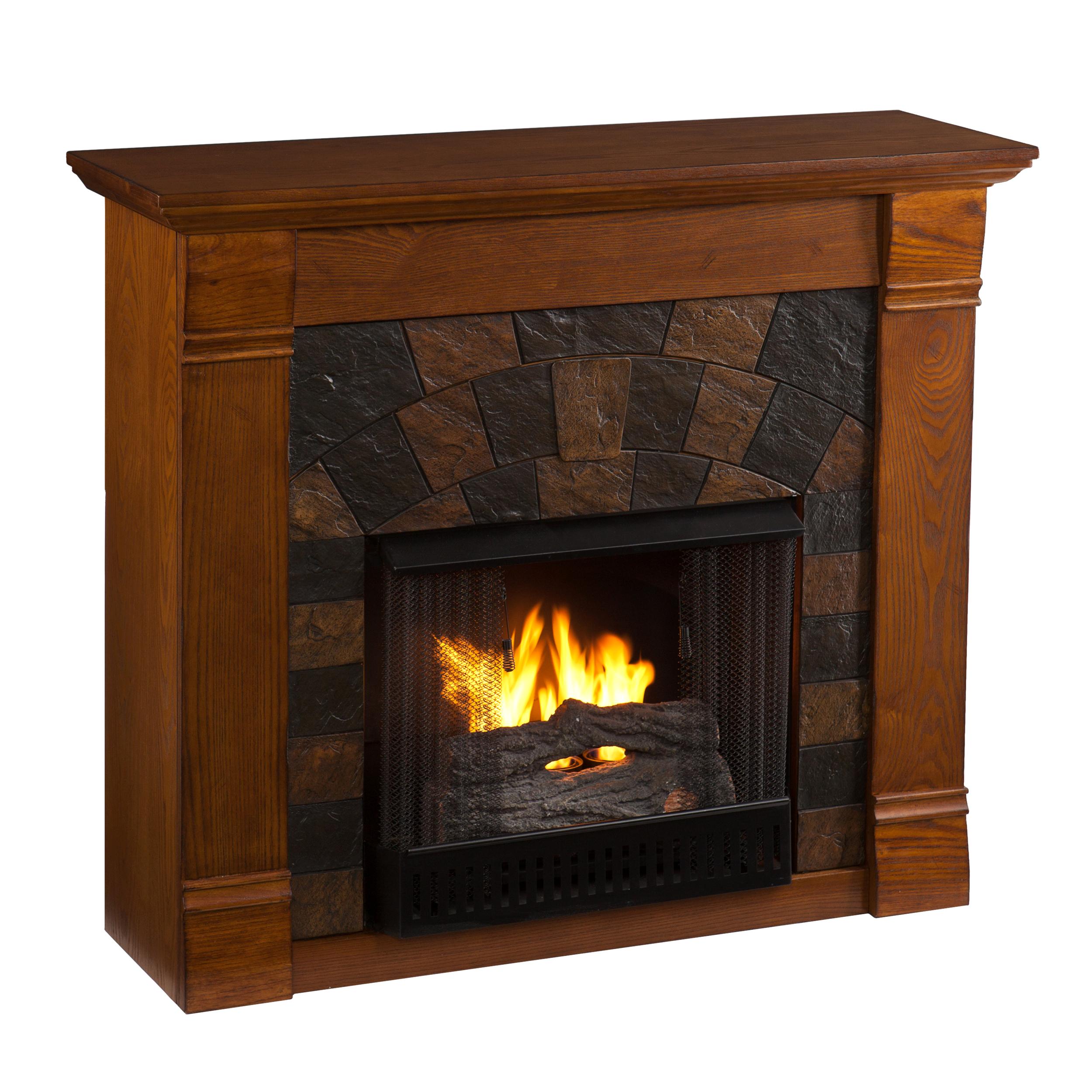 Amazon.com: Southern Enterprises SEI Elkmont Salem Gel Fuel Fireplace, Antique Oak: Kitchen  Dining