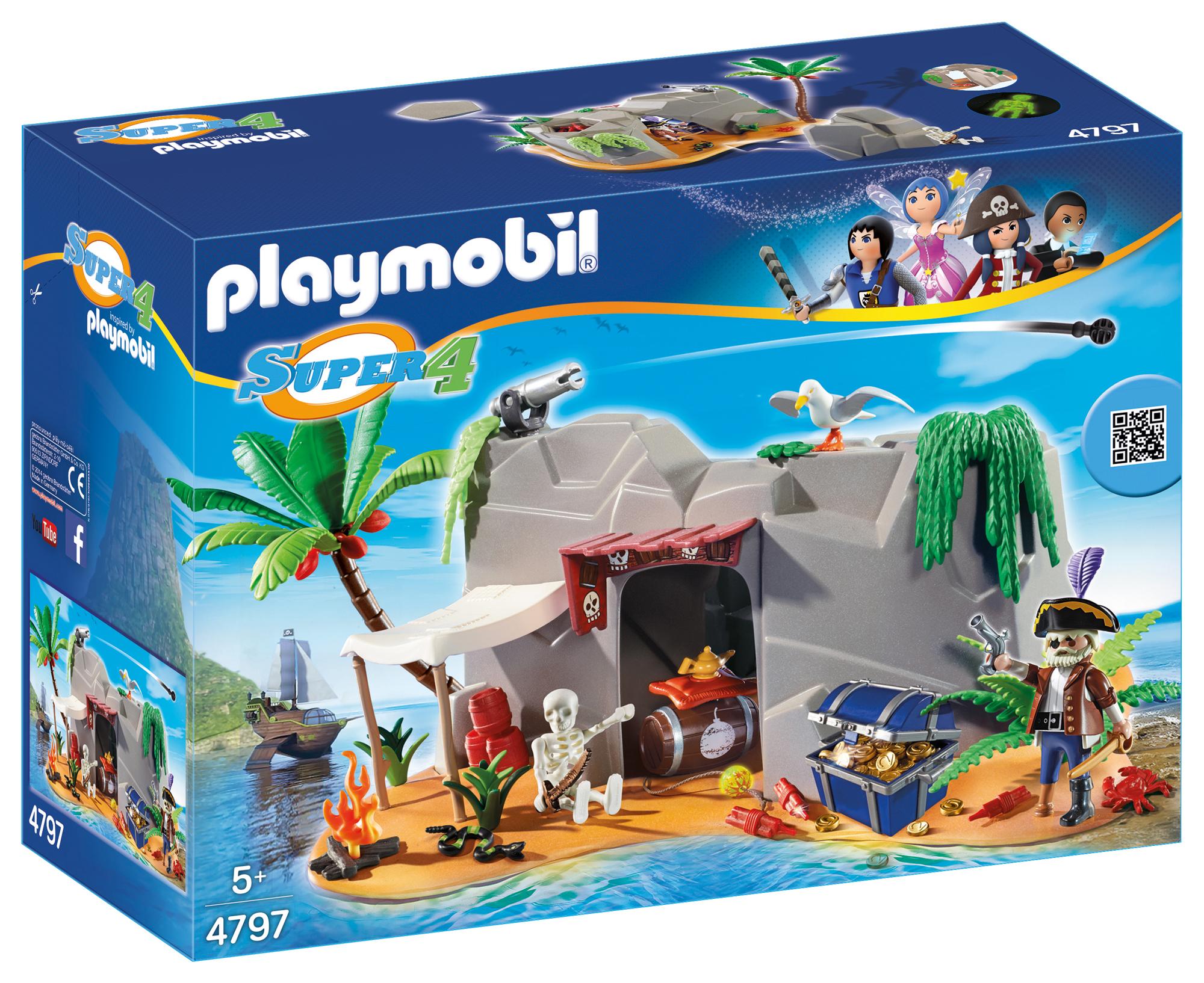 Amazon.com: PLAYMOBIL?� Super 4 Pirate Cave Building Kit: Toys & Games