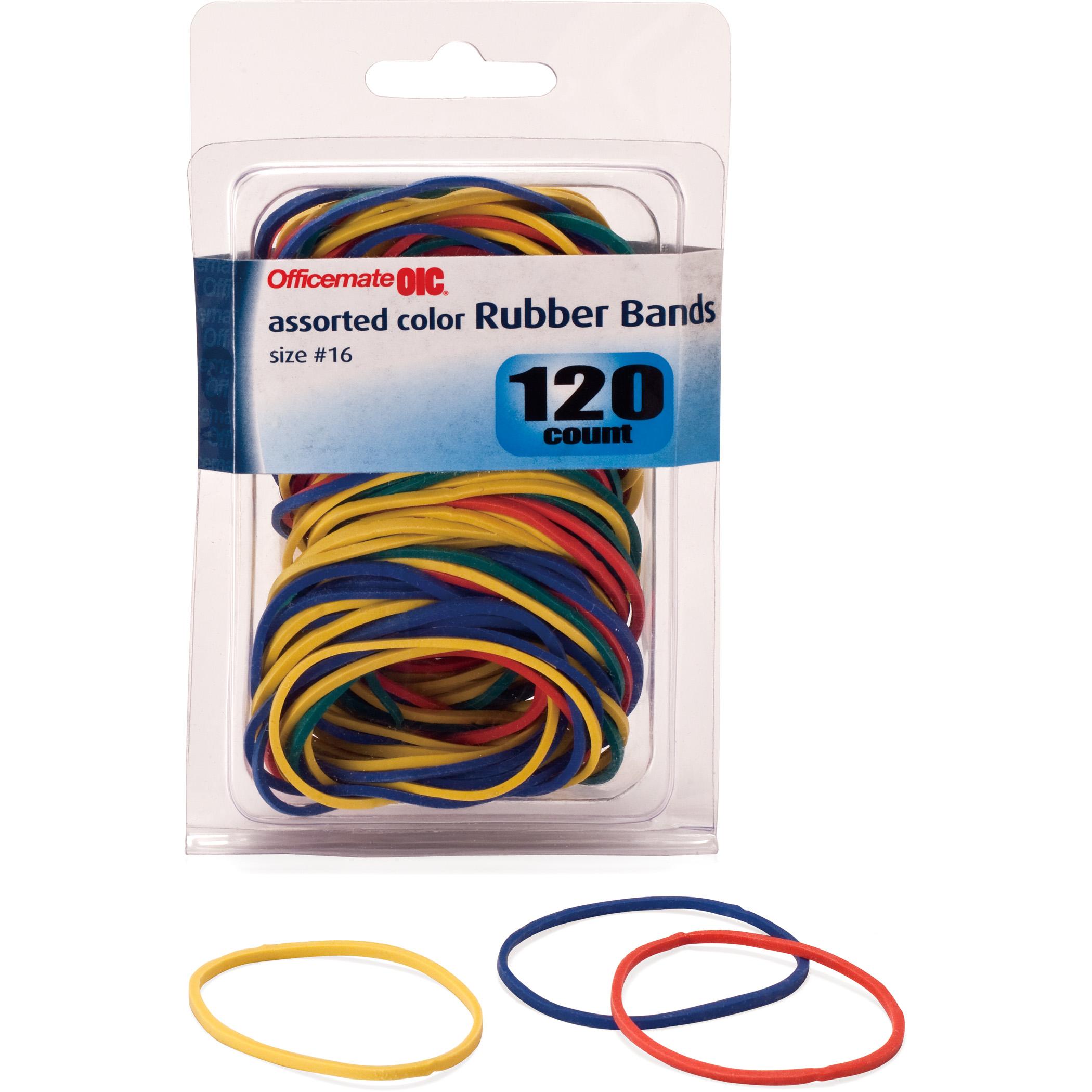 Officemate OIC Size 16 Rubber Bands, Assorted Colors, 120