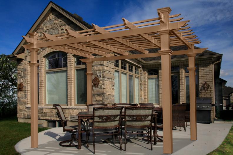 New England Arbors Arcadia 10' x 10' Composite Pergola Gazebos Garden & Outdoor