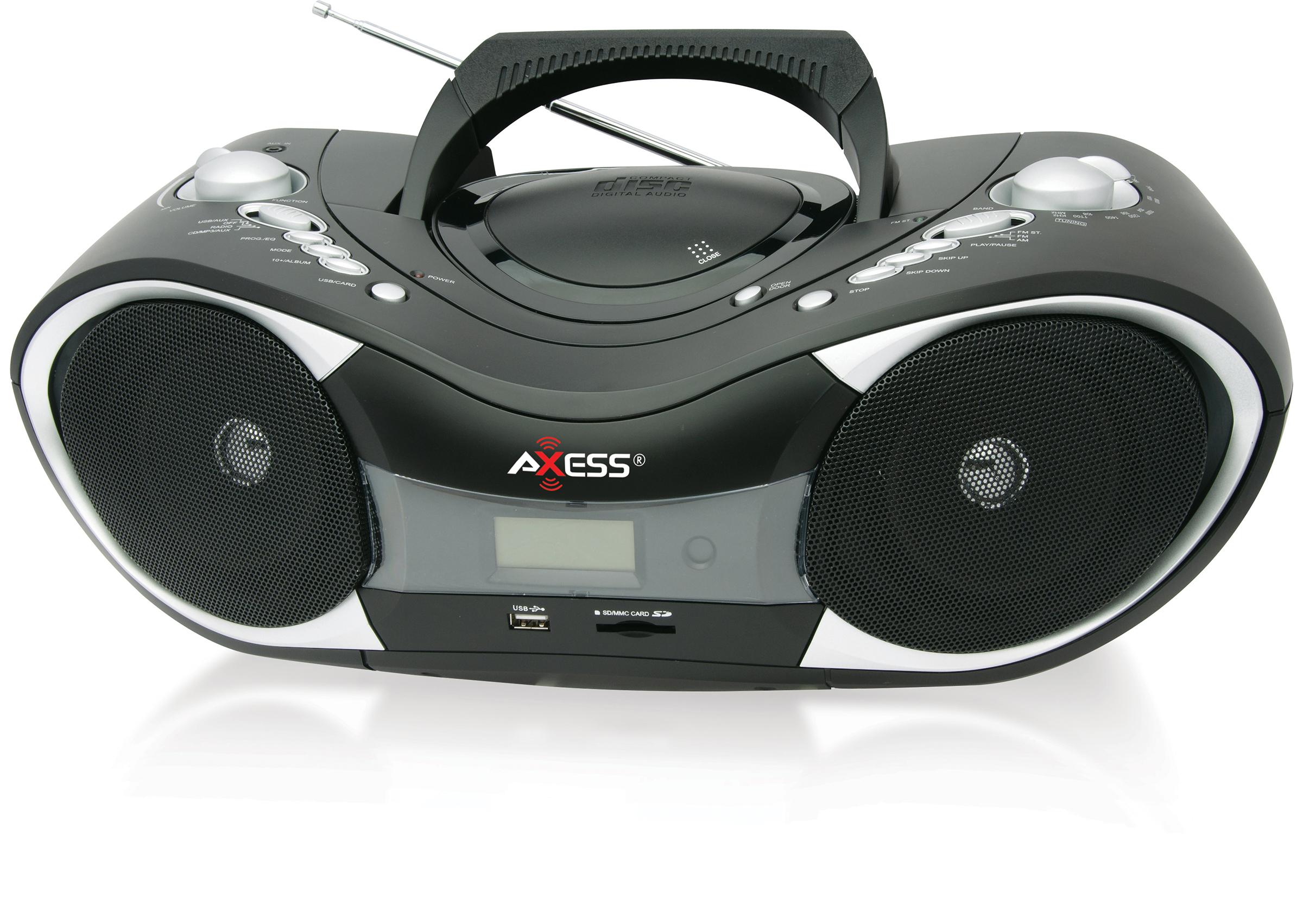 AXESS PB2707 Portable MP3/CD Boombox with AM/FM Stereo, USB