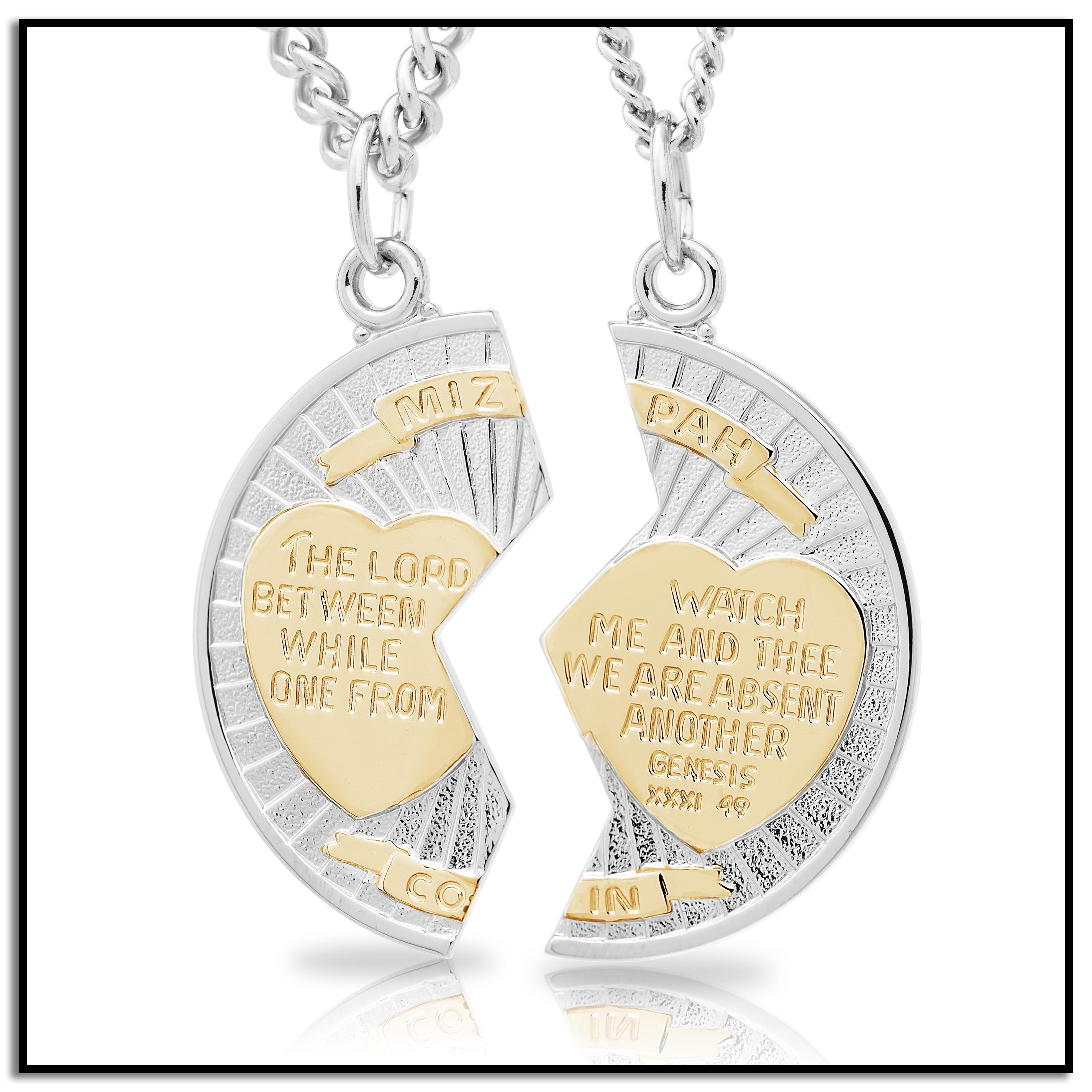 Sterling Silver Mizpah Medal Necklace with Stainless Steel