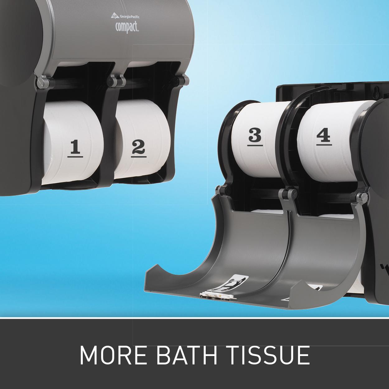 Compact 4Roll Quad Coreless HighCapacity Toilet Paper Dispenser by GP