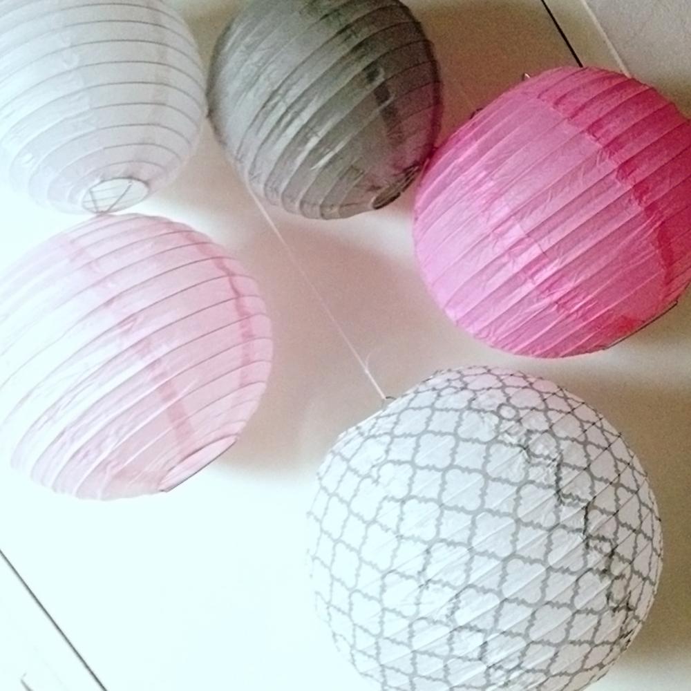 Bobee Paper Lanterns, pink and grey set, 5pack Home