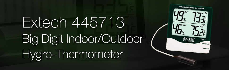 Extech, 445713, Big Digit, Indoor/Outdoor, Hygro-Thermometer