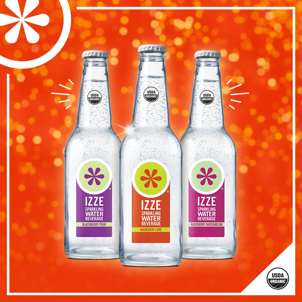 IZZE Organic Flavored Sparkling Water Beverage, 12 oz. Bottles, 3