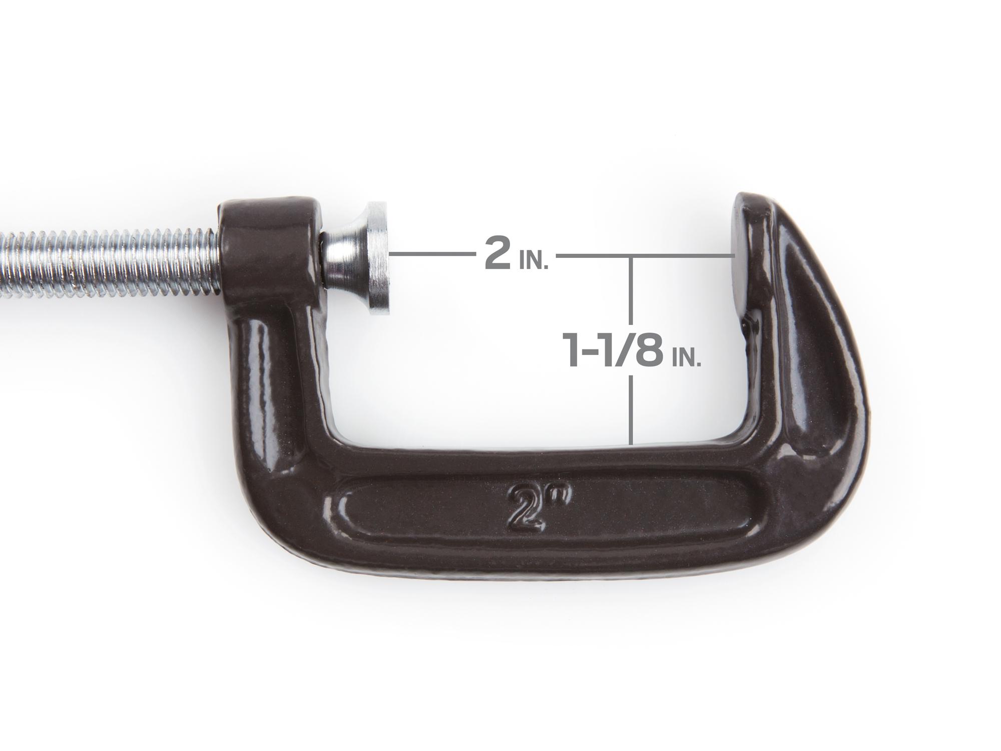 TEKTON 2Inch Malleable Iron CClamp, 2Inch Jaw Opening, 11/8Inch