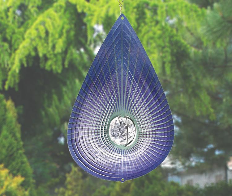Iron Stop Crystal Teardrop Spinner Wind Sculptures