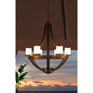Amazon.com : Sunjoy Francis Plastic Hanging LED Chandelier ...