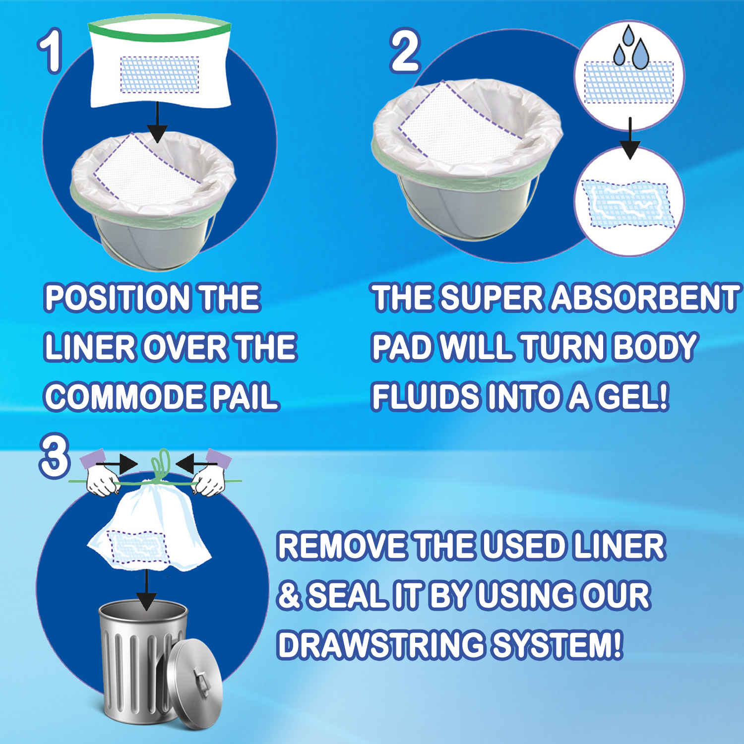 Commode Liners Medical Grade Bed Side Toilet Sanitary Liner Bags