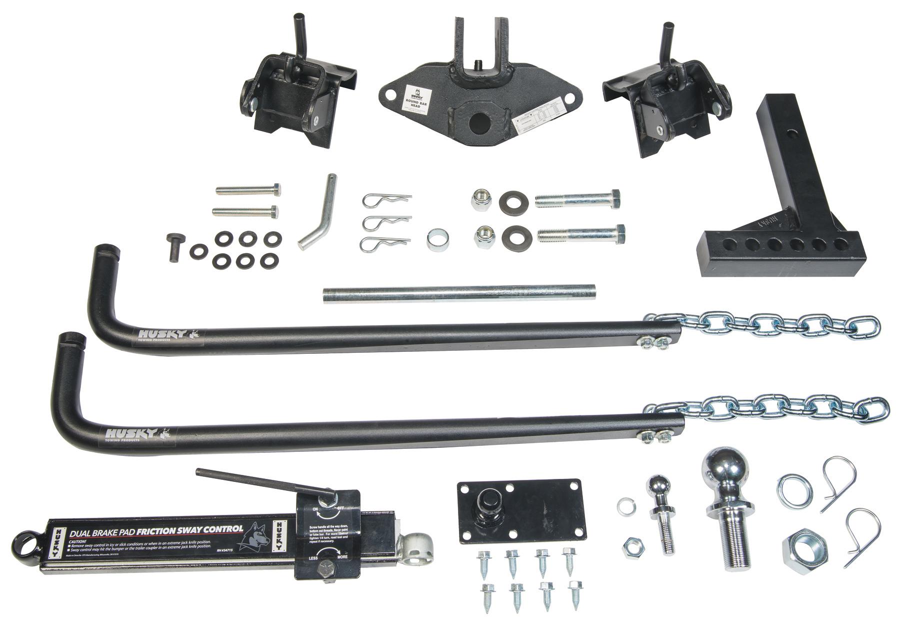 Husky 30849 Round Bar Weight Distribution Hitch with Sway