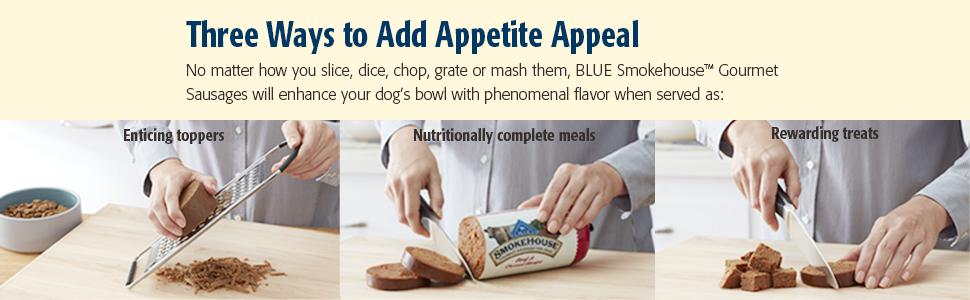 blue smokehouse gourmet sausages for dogs