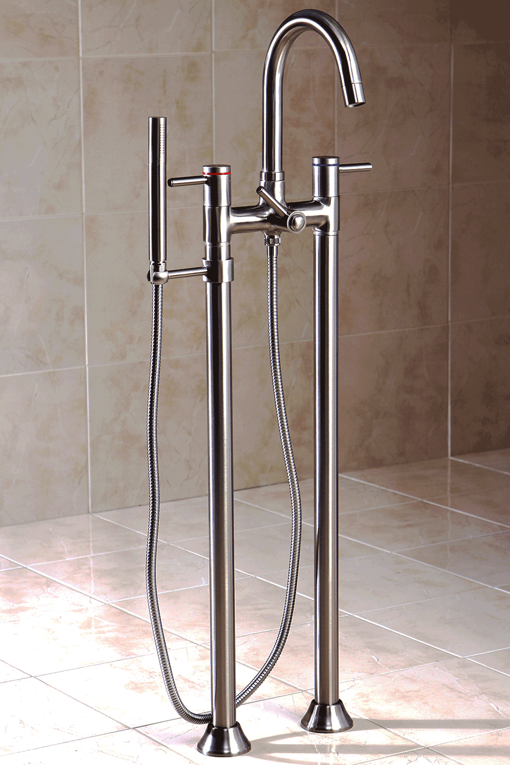 Kingston Brass KS8355DL Concord Floor Mount Tub Filler With Hand Shower