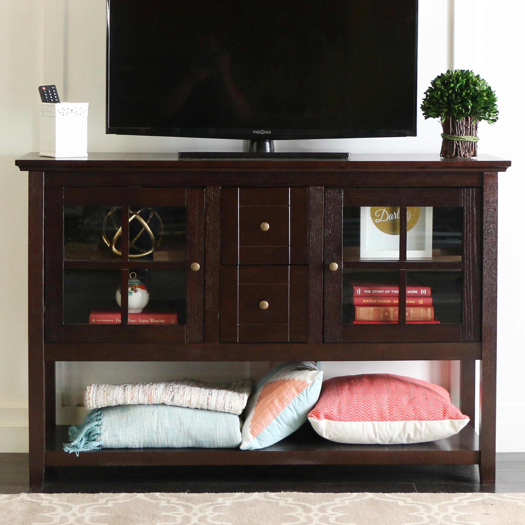 WE Furniture 52" Console Table Wood TV Stand Console