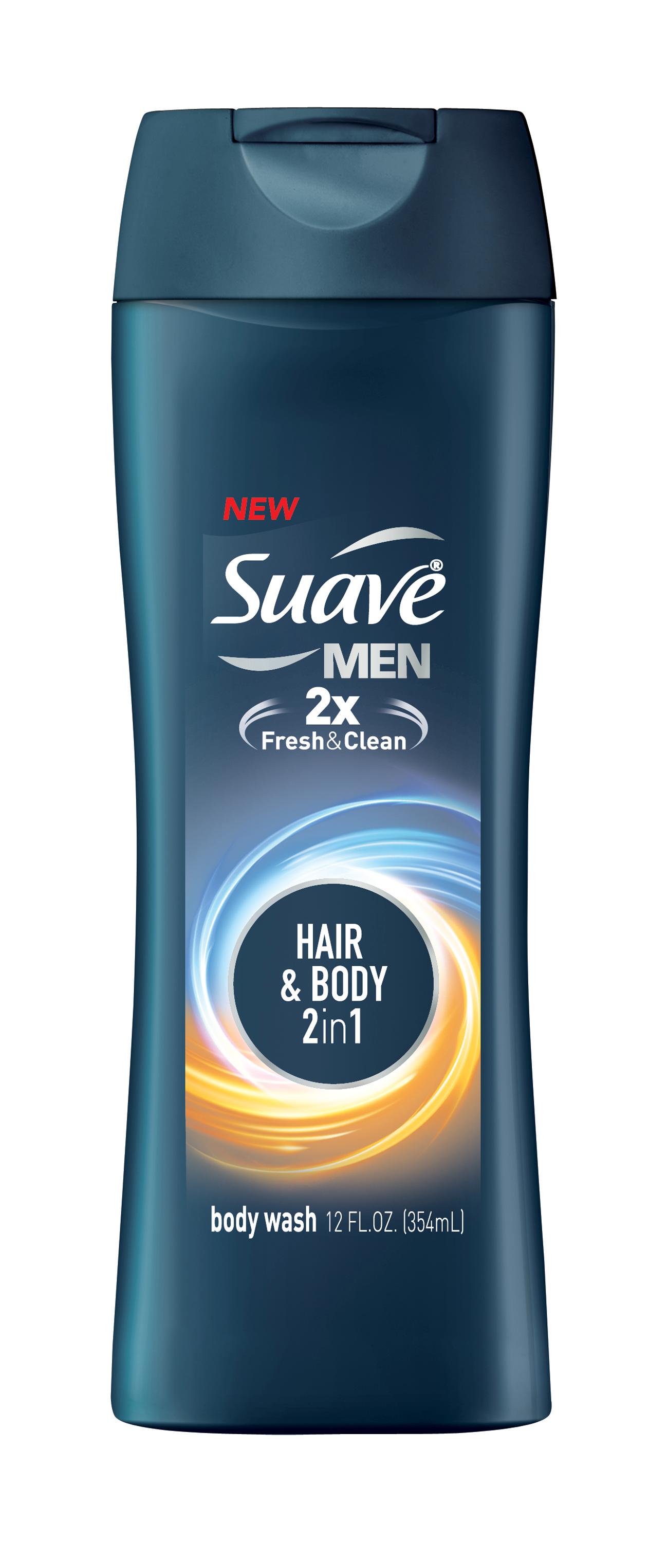 Suave Men Body Wash, 2 in 1 Hair & Body 15 oz (Pack of 6