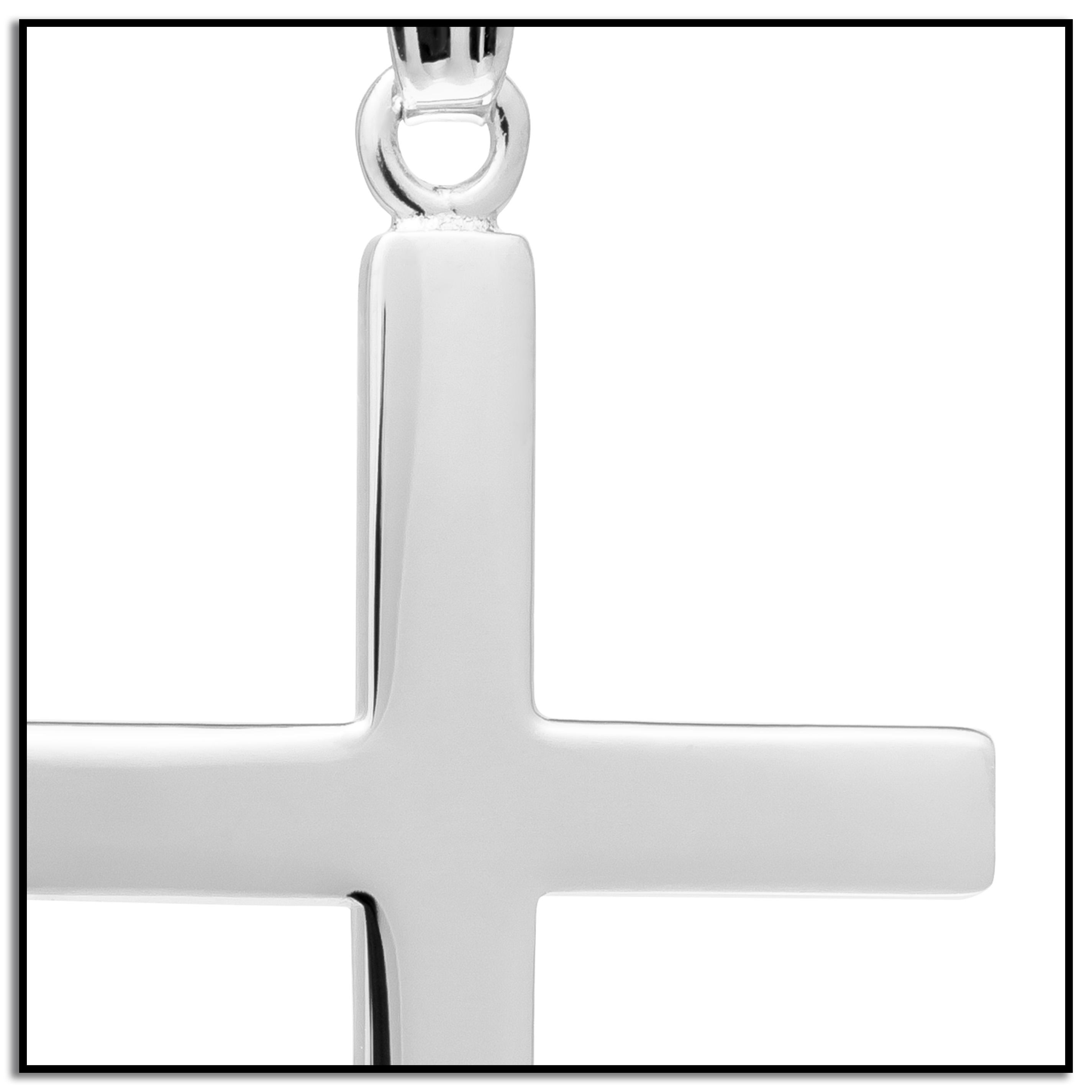 Sterling Silver Polished Cross Pendant Necklace, 16" Clothing
