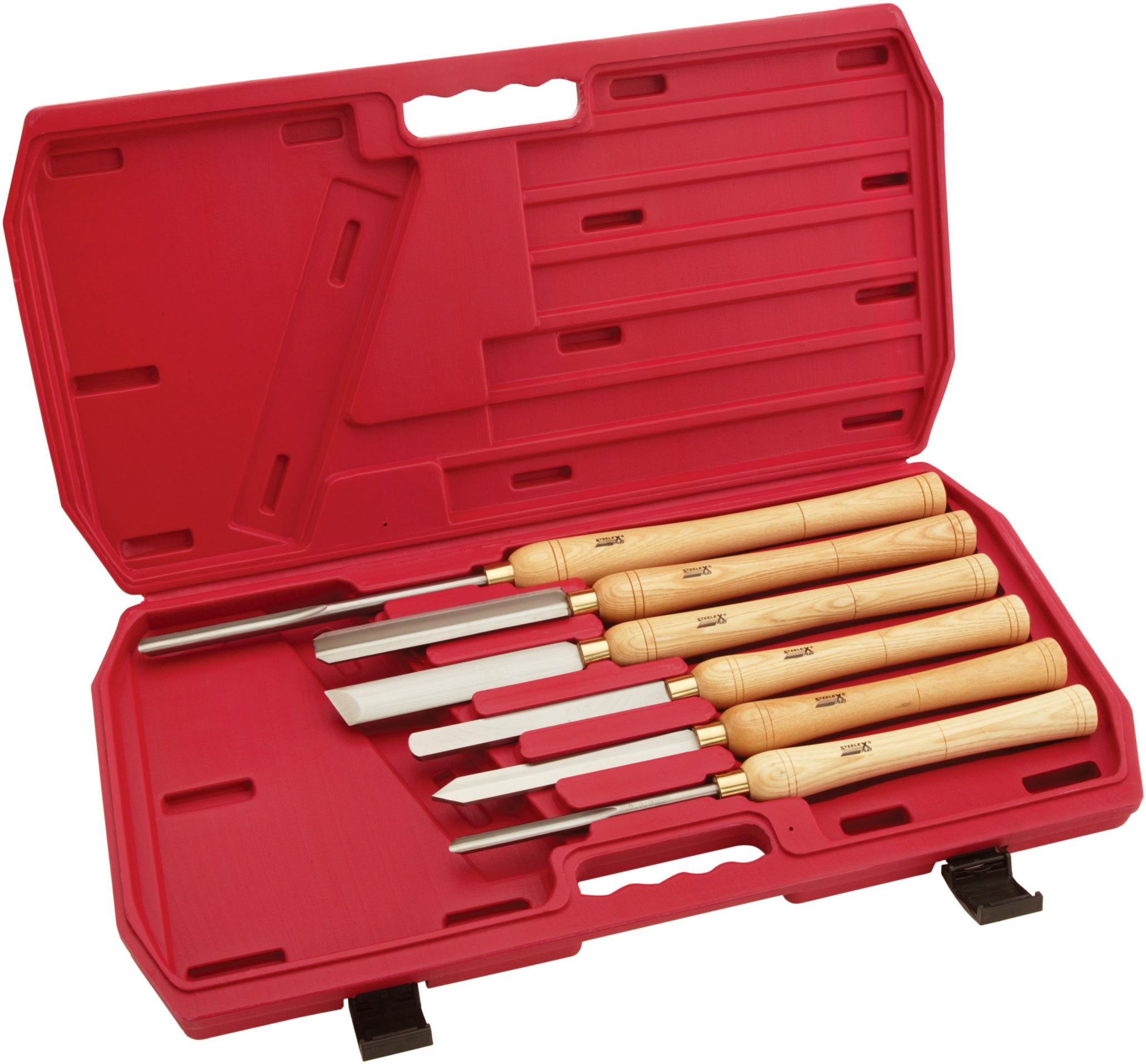 Steelex Plus D2304 Deluxe HSS Lathe Chisel Set, 6Piece Wood Lathe Chisels