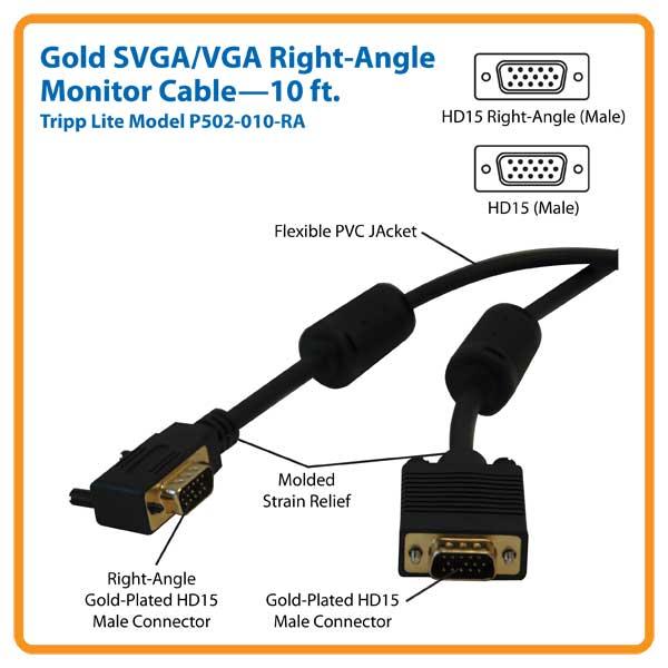 Tripp Lite VGA Coax Right Angle Monitor Cable High