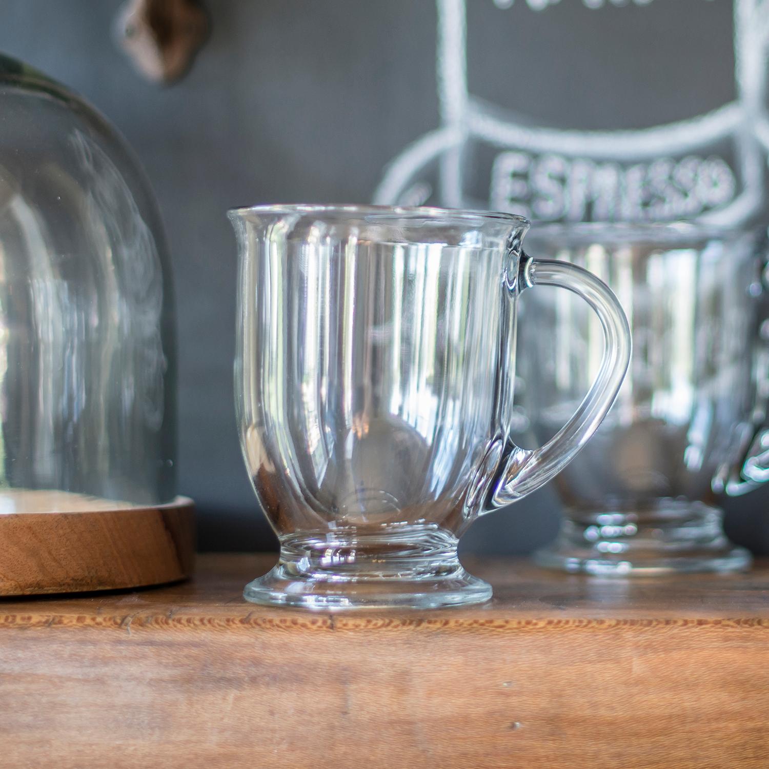 Anchor Hocking Café Glass Gourmet Coffee Tea Cappuccino Mugs 16 oz (Set