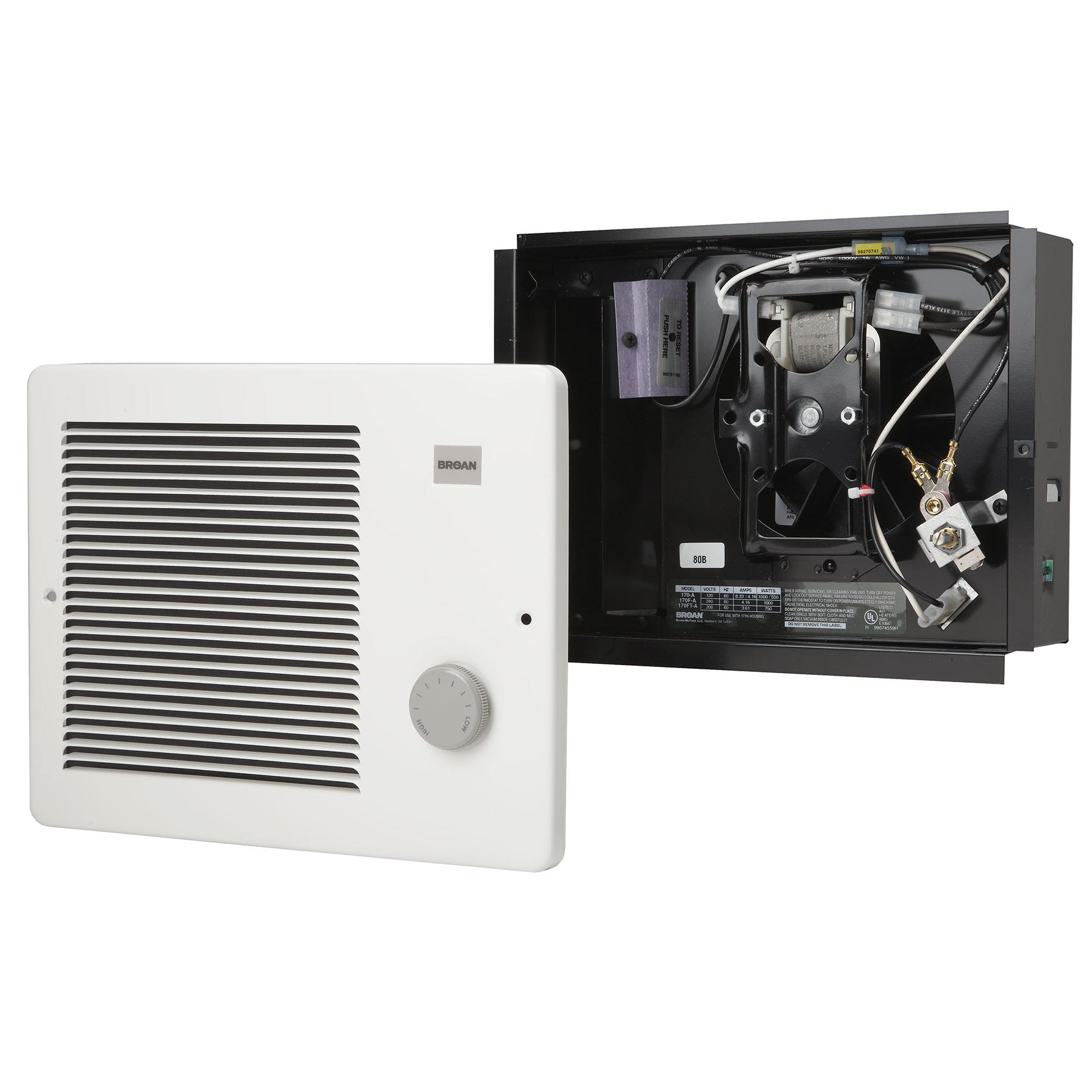 Broan 174 Wall Heater, 750/1500 Watt 120 VAC, White Painted Grille