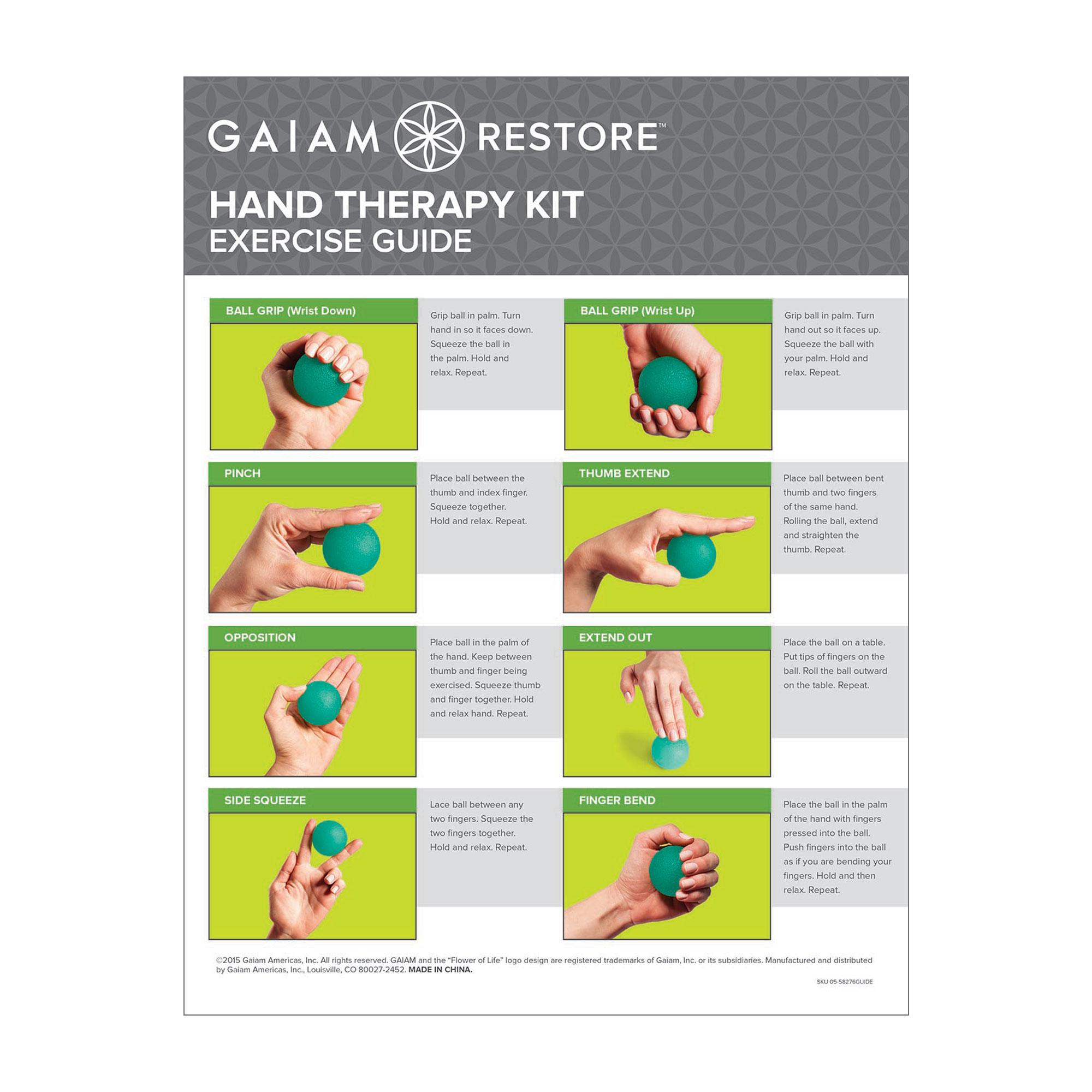Gaiam Restore Hand Therapy Exercise Ball Kit Stress Ball