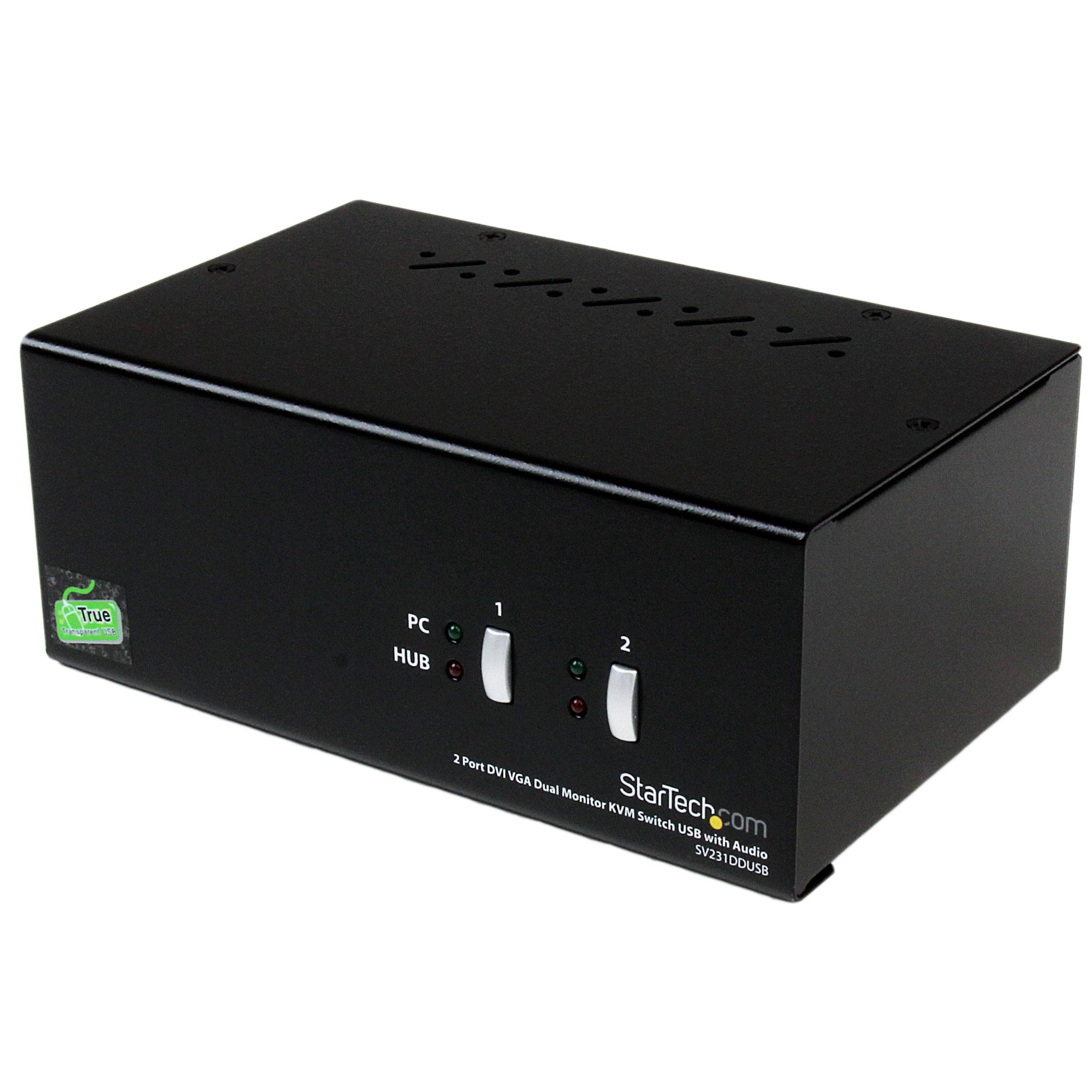 2 Port DVI VGA Dual Monitor KVM Switch USB