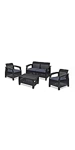 Amazon.com: Keter Corfu 4 Piece Set All Weather Outdoor Patio Garden